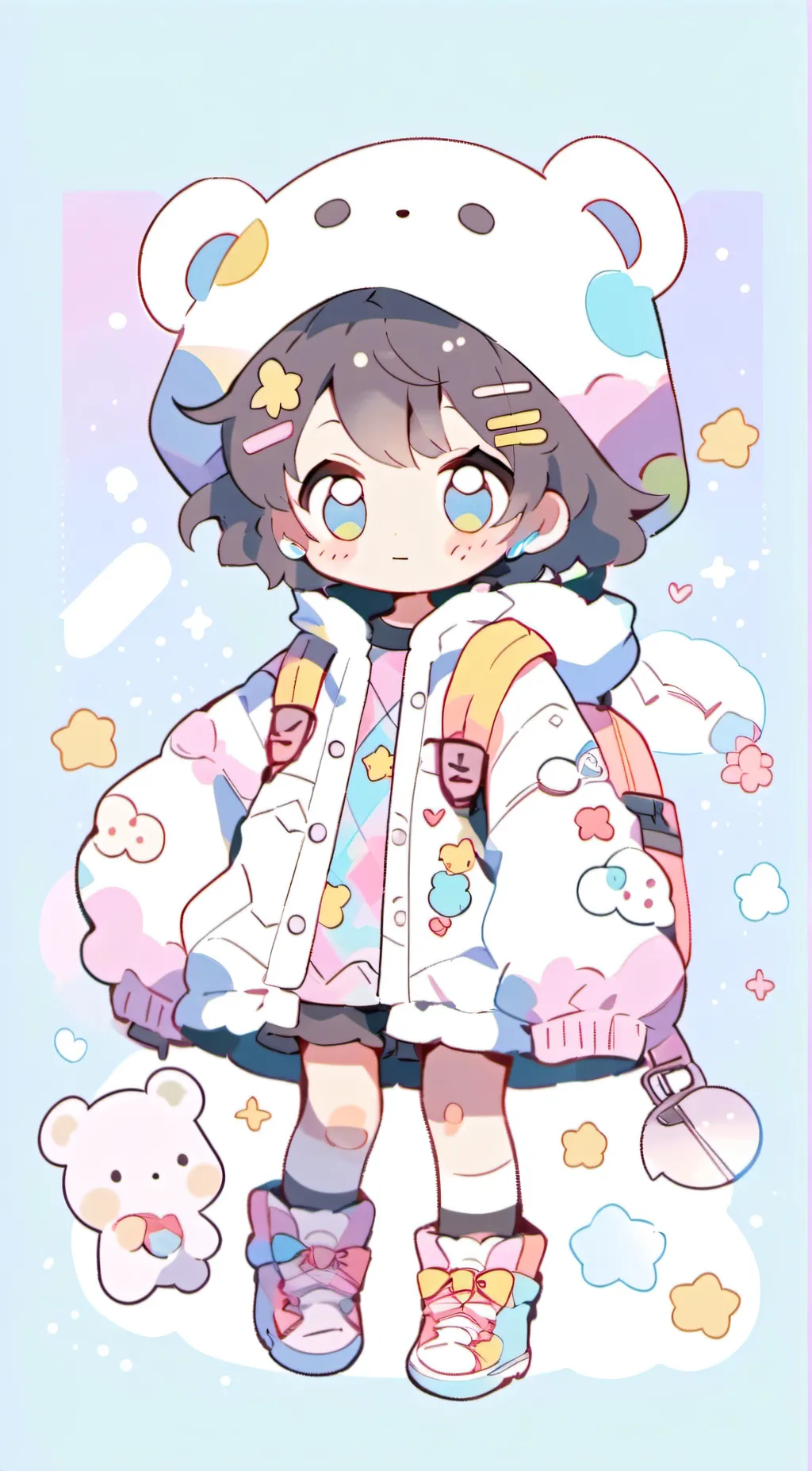 ai character: kawaii baby  background