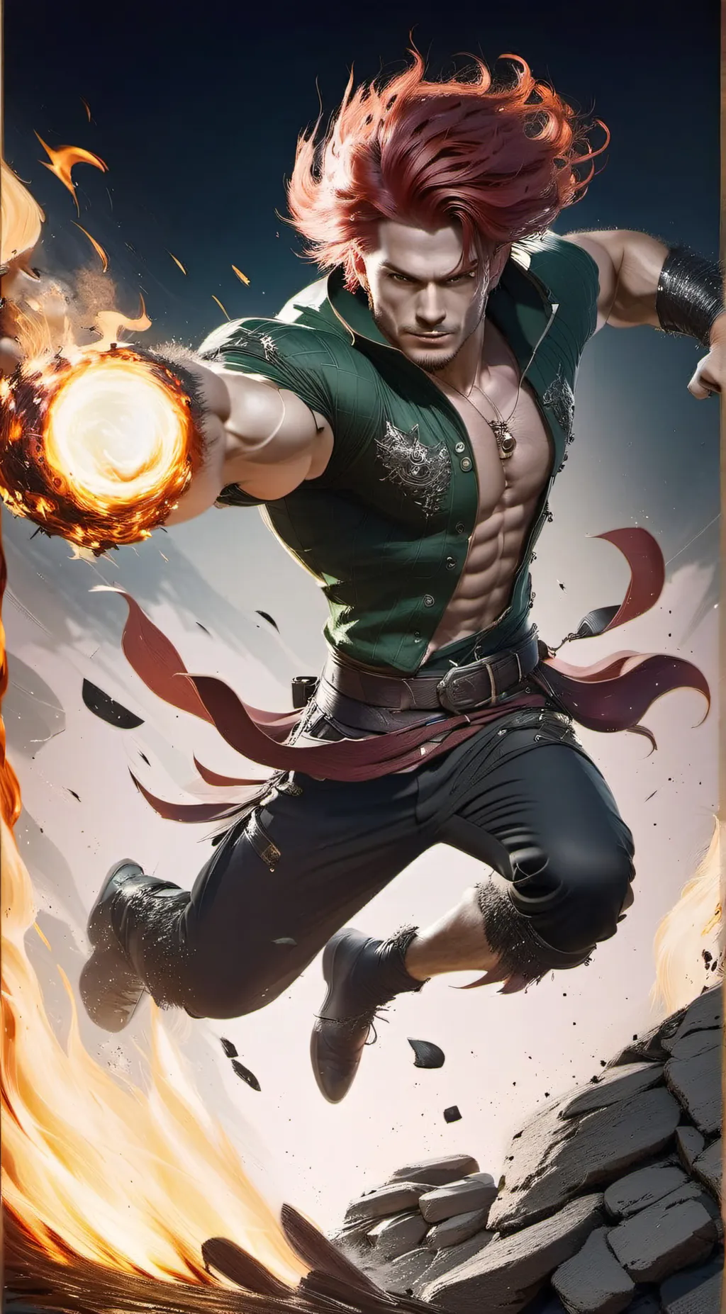 ai character: Fire master background