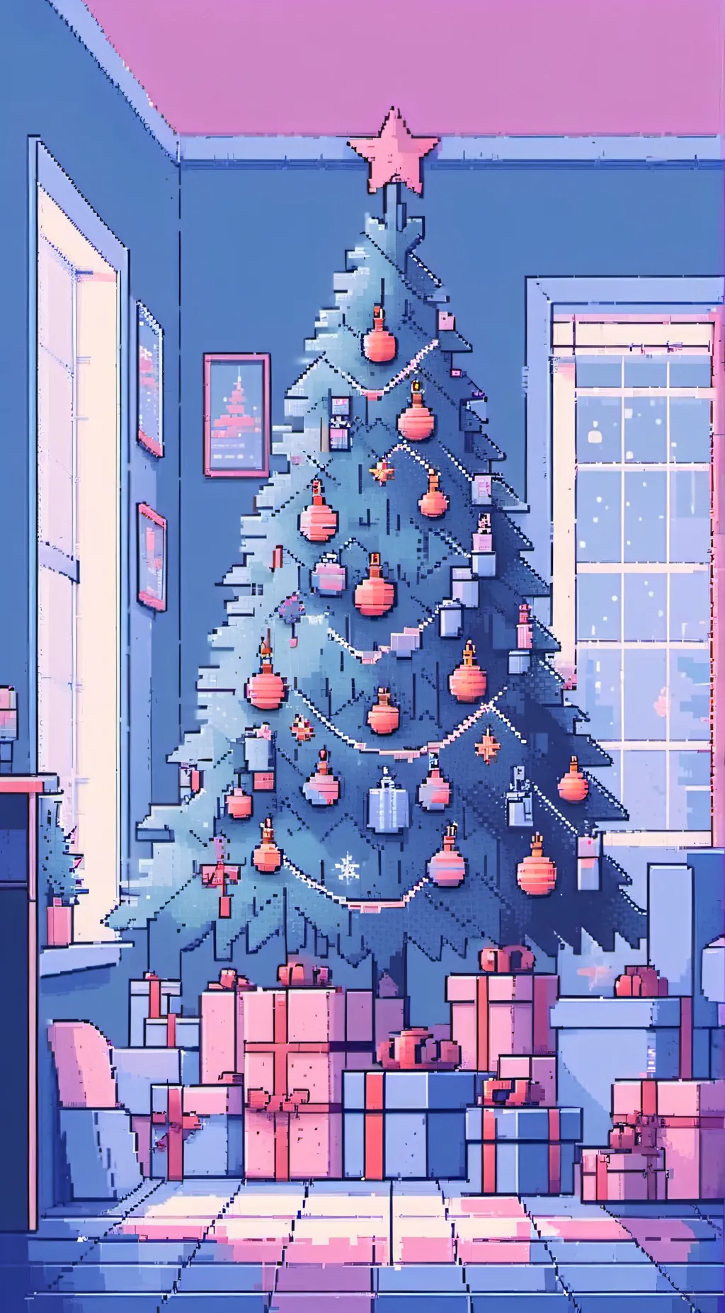 ai character: hazbin Christmas. background