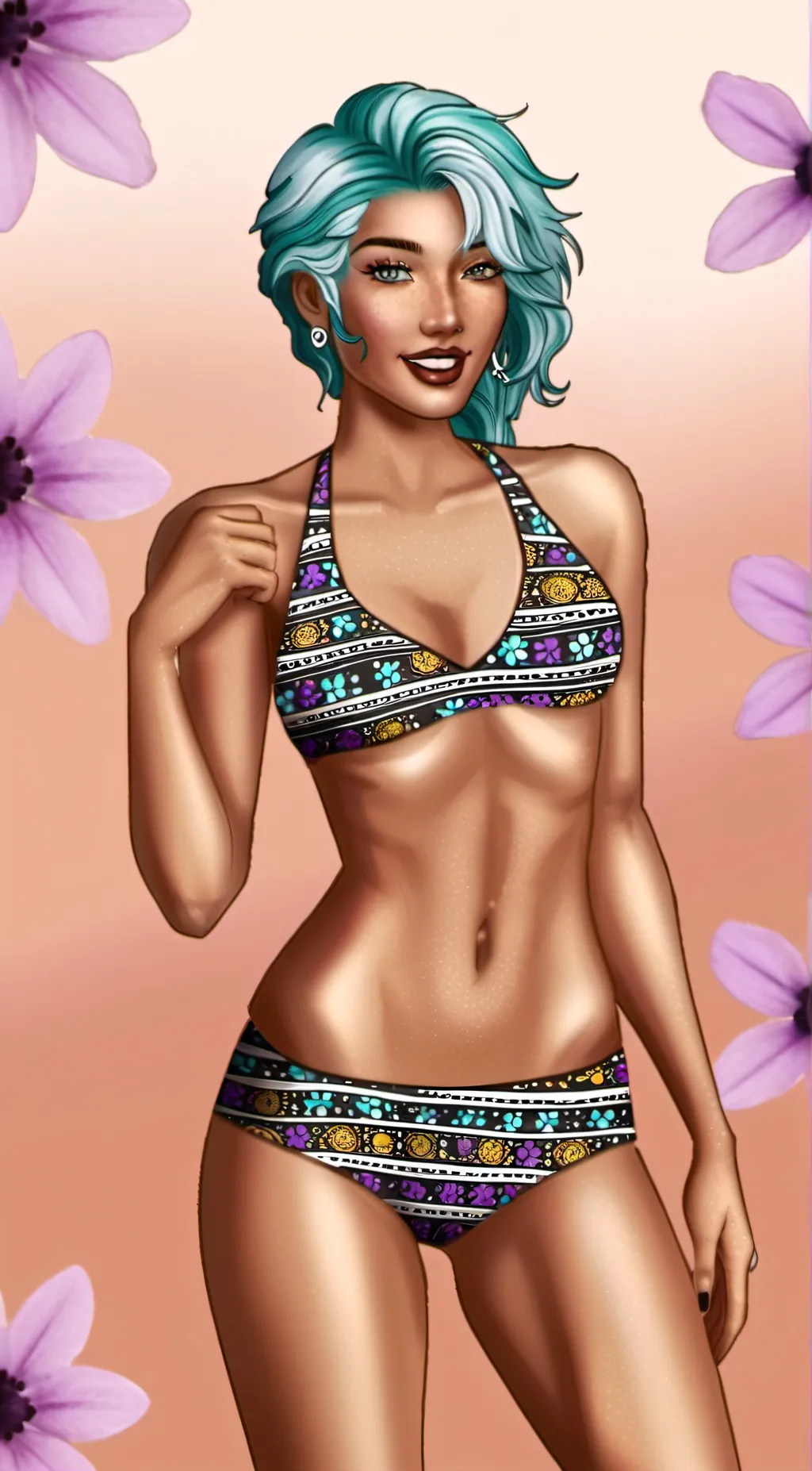 ai character: Bella love island background