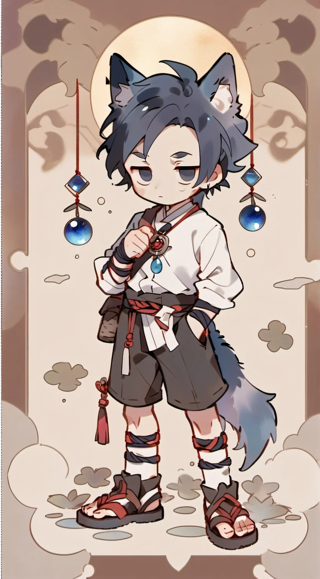 ai character: dogpressed background