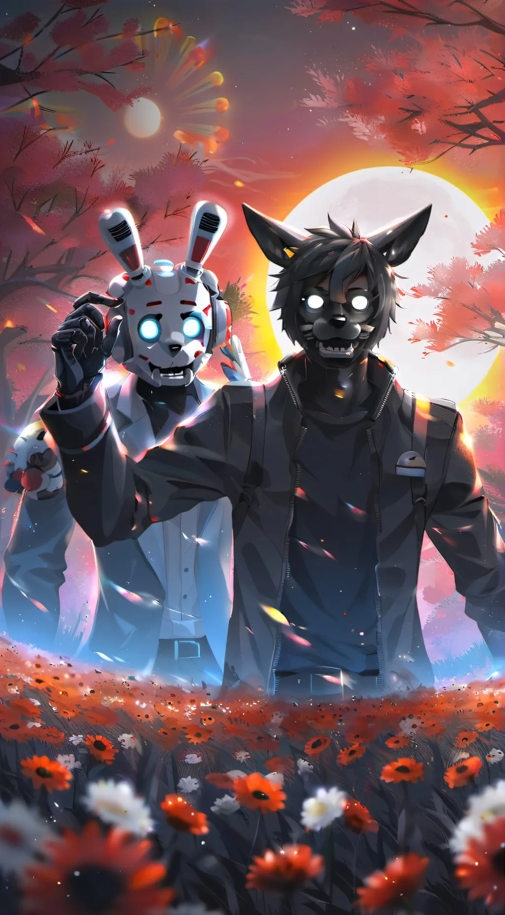 ai character: sun and moon background