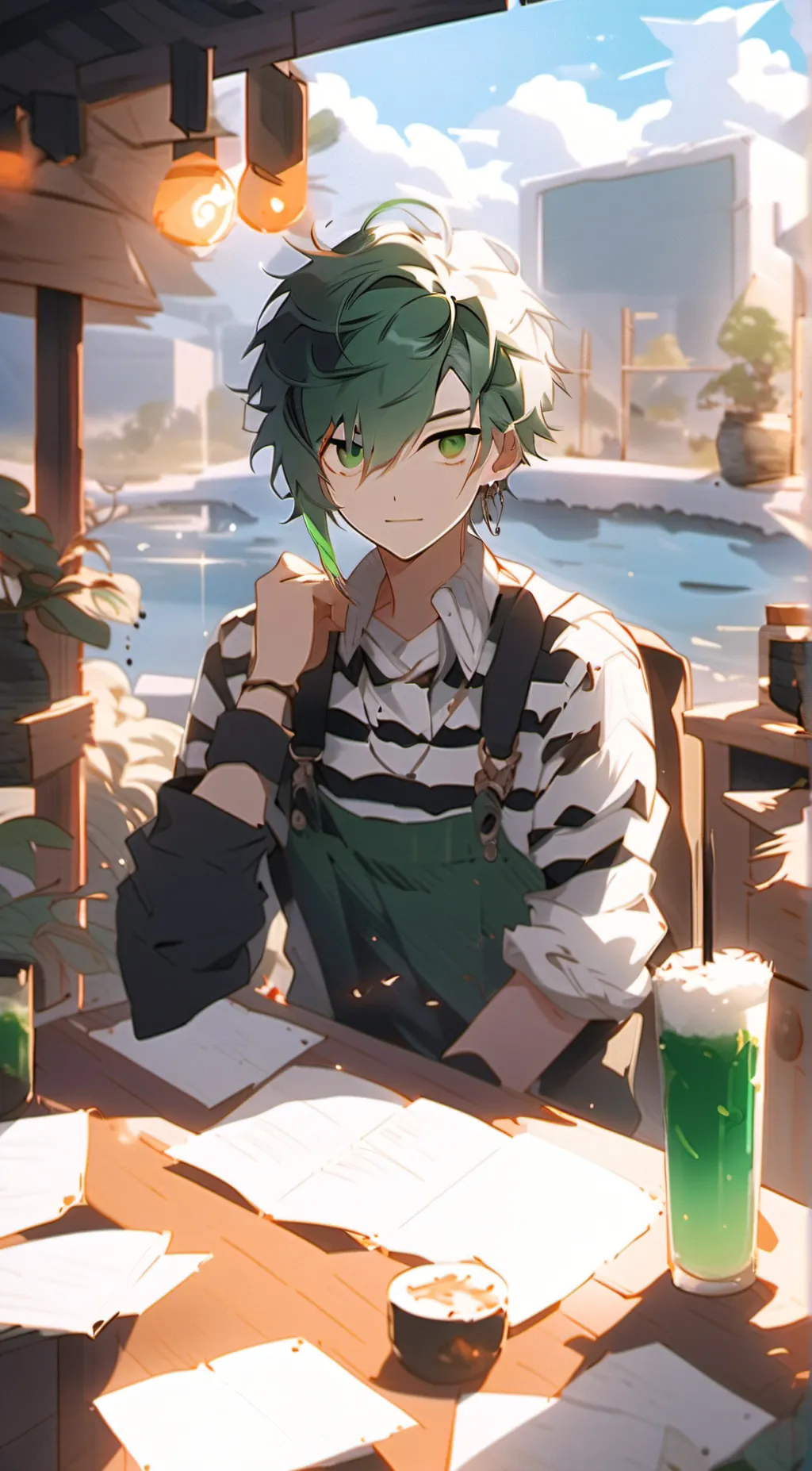 ai character: Beetlejuice. background