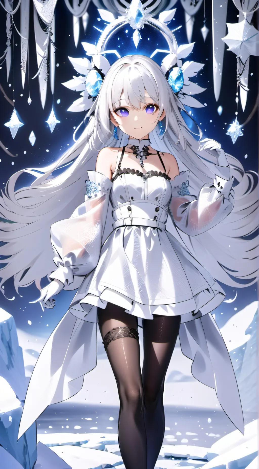 ai character: Snow goddess  background