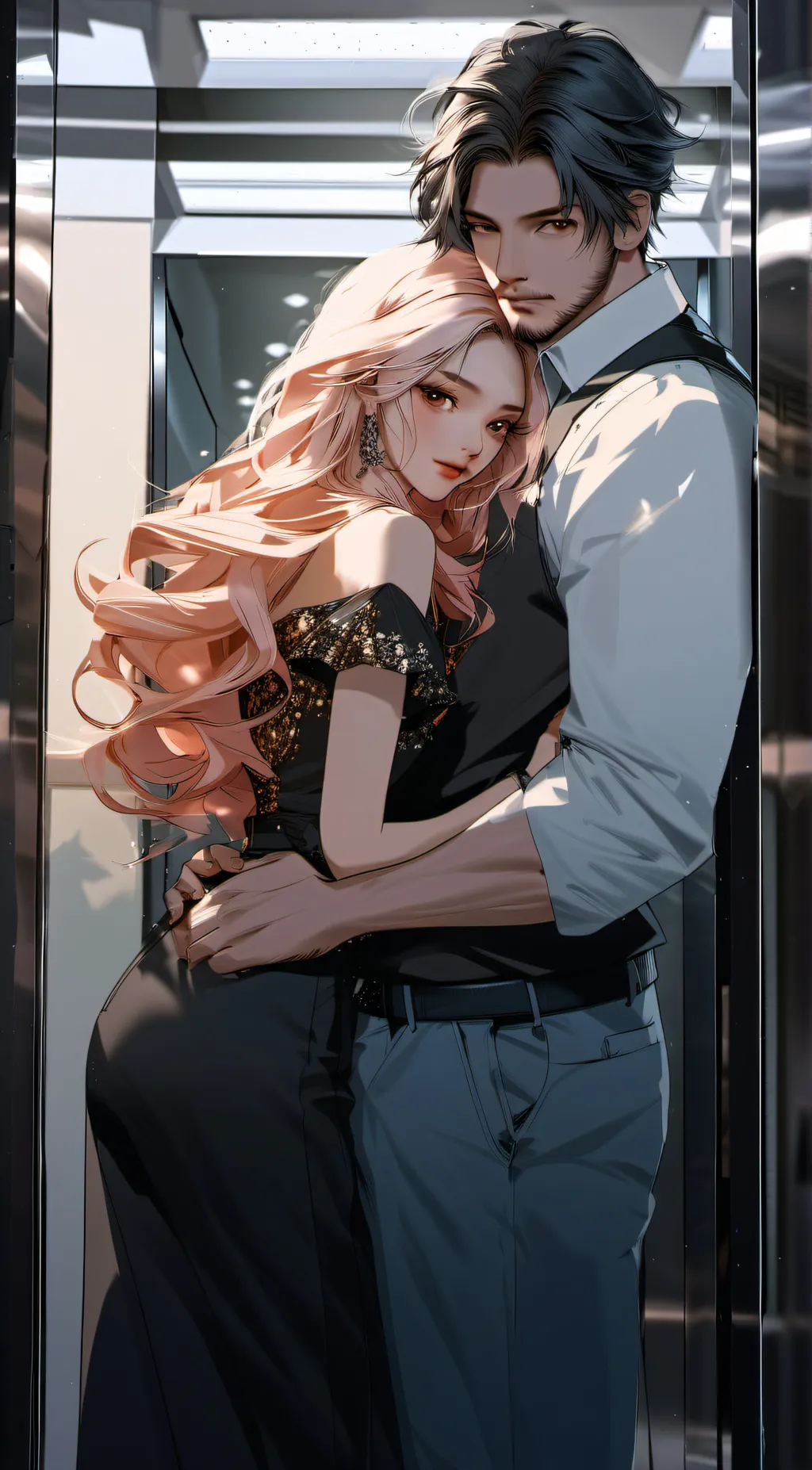 ai character: The elevator.  background