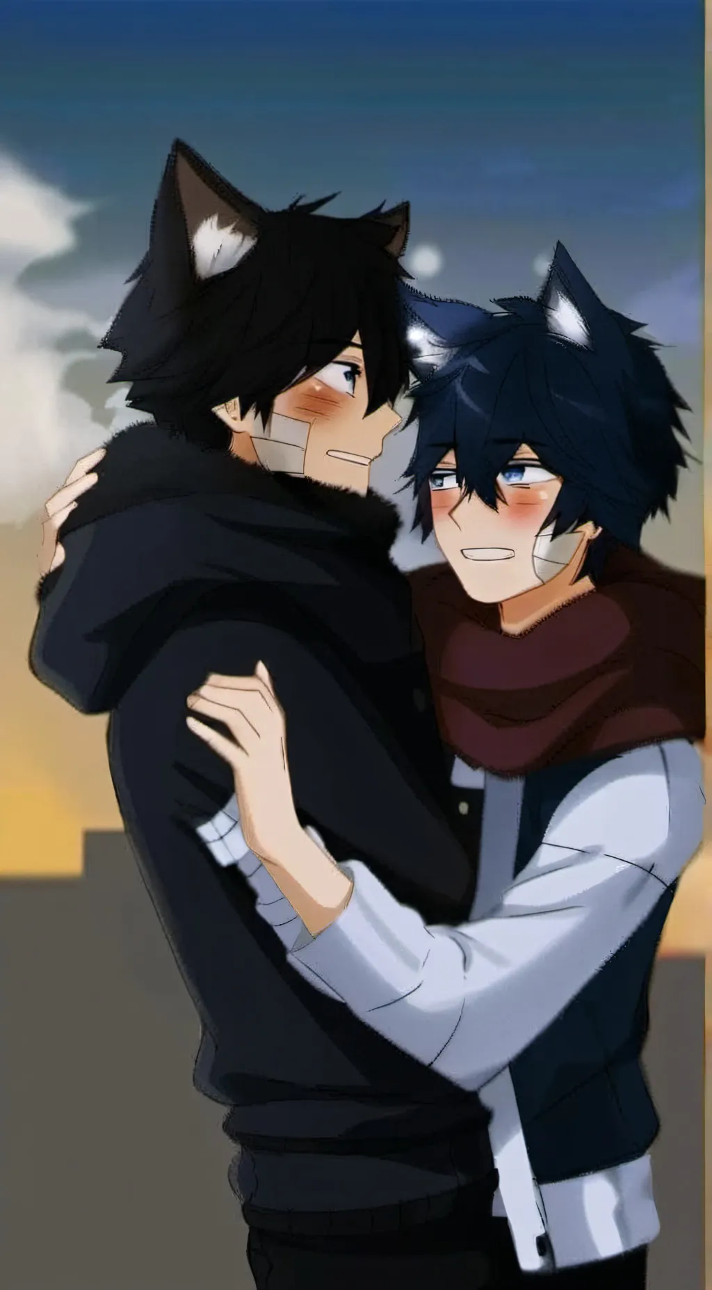 ai character: ein and Aaron  background