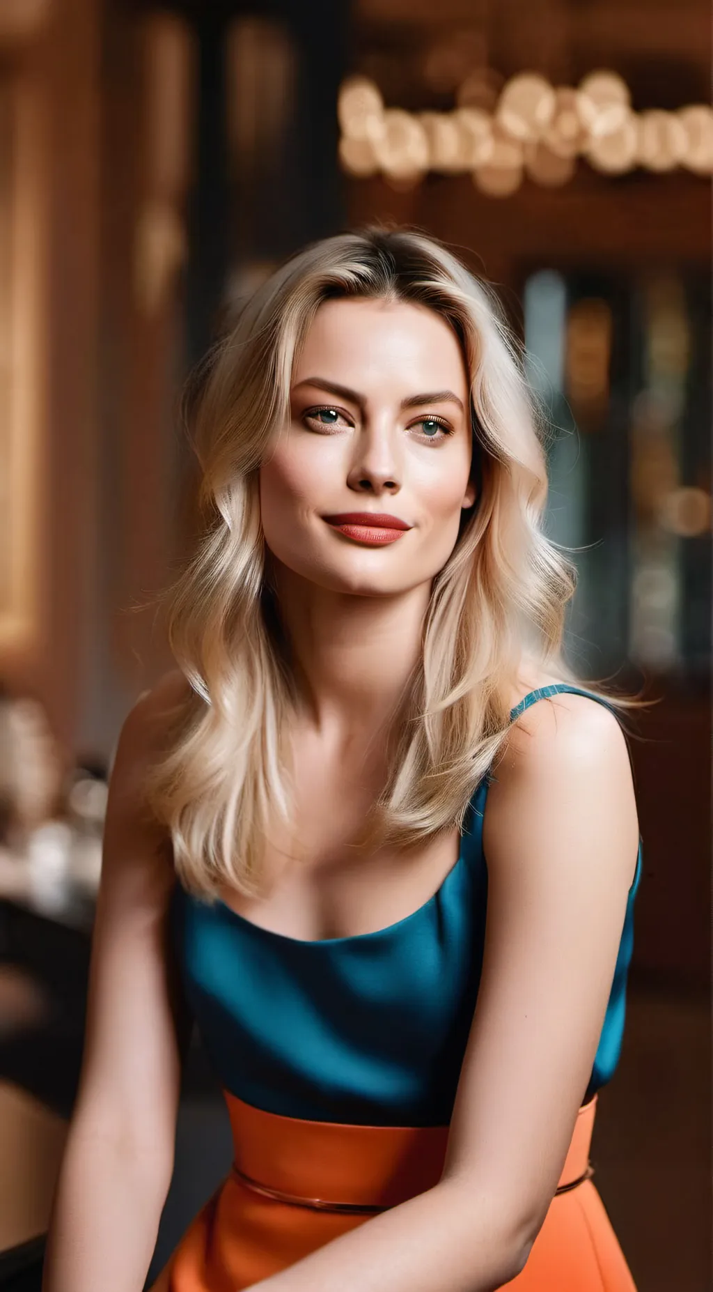ai character: Margot Robbie  background