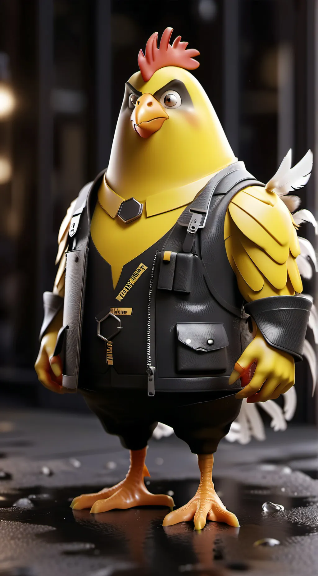 ai character: kickin chicken background