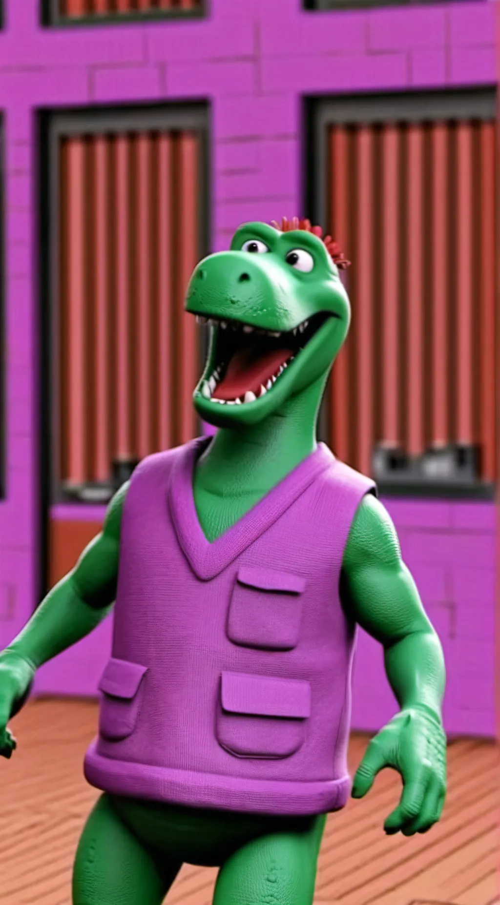 ai character: Barney da Dino background