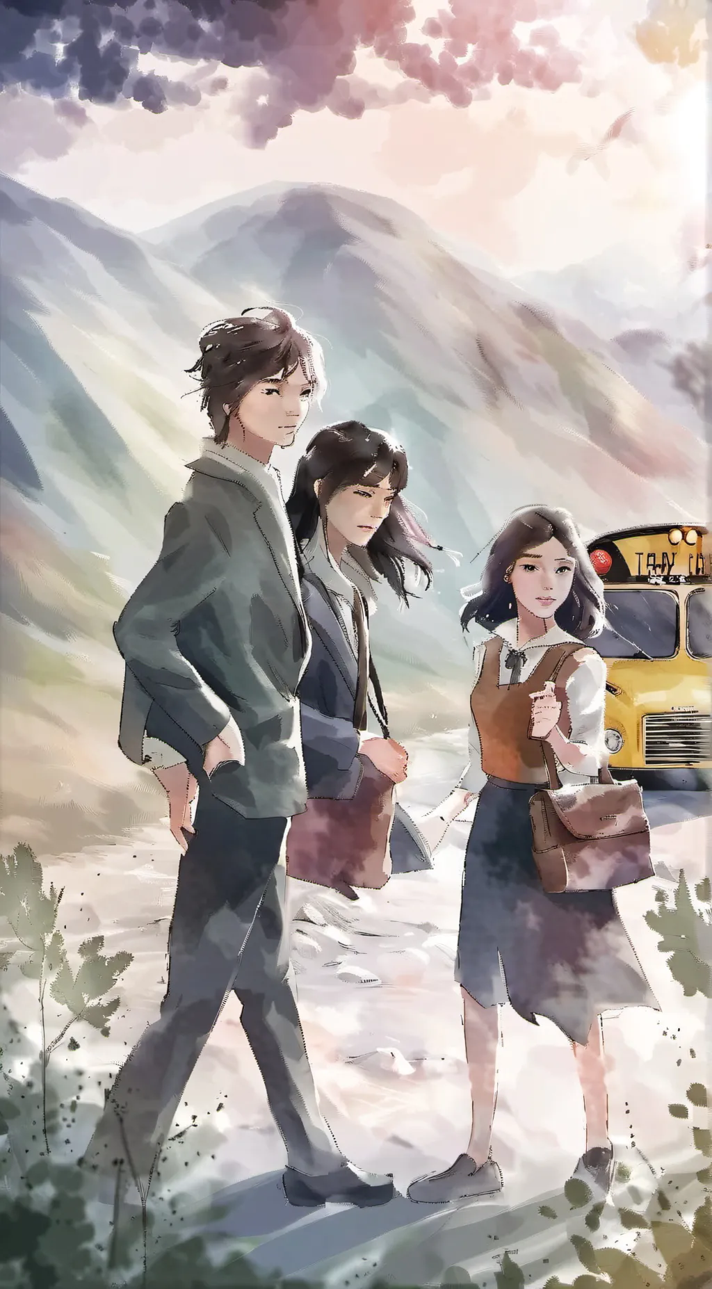 ai character: School bus 19 background