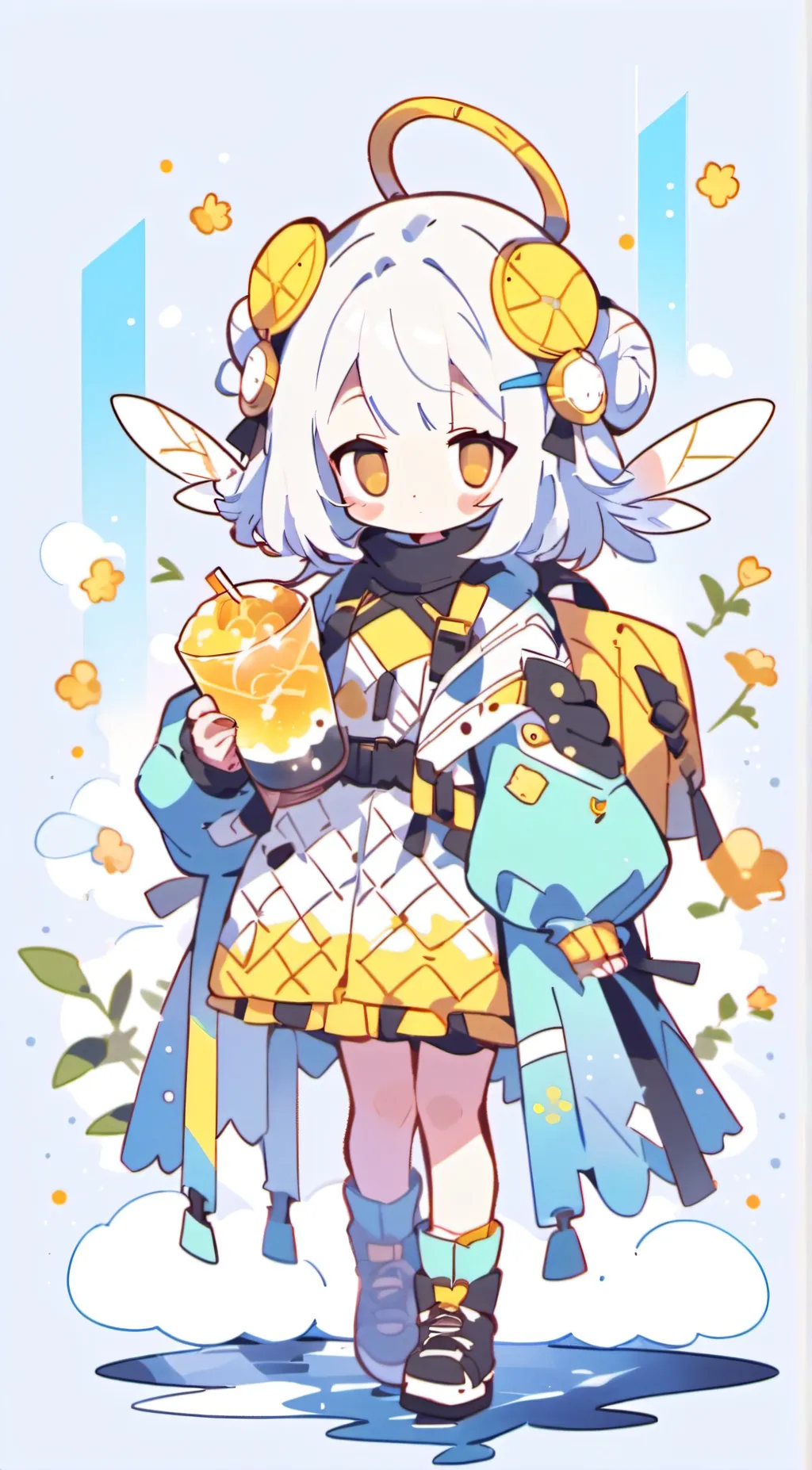 ai character: cute bee girl background
