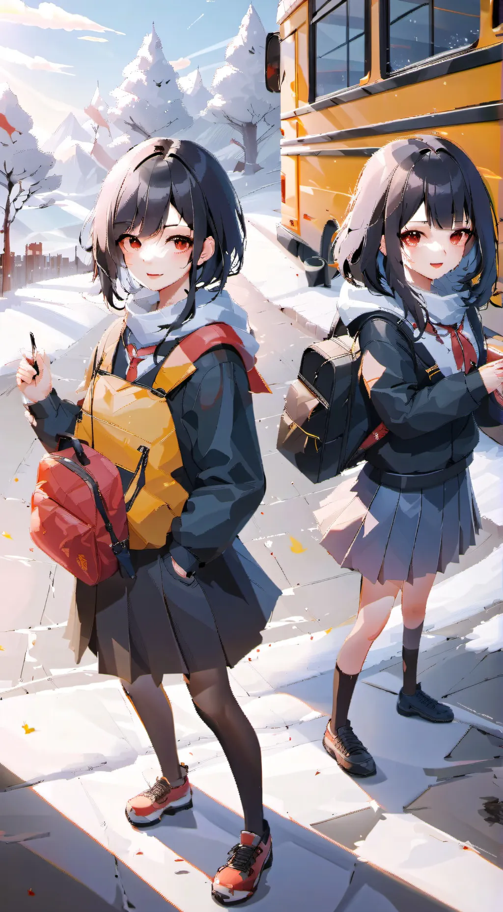 ai character: School bus 16 background