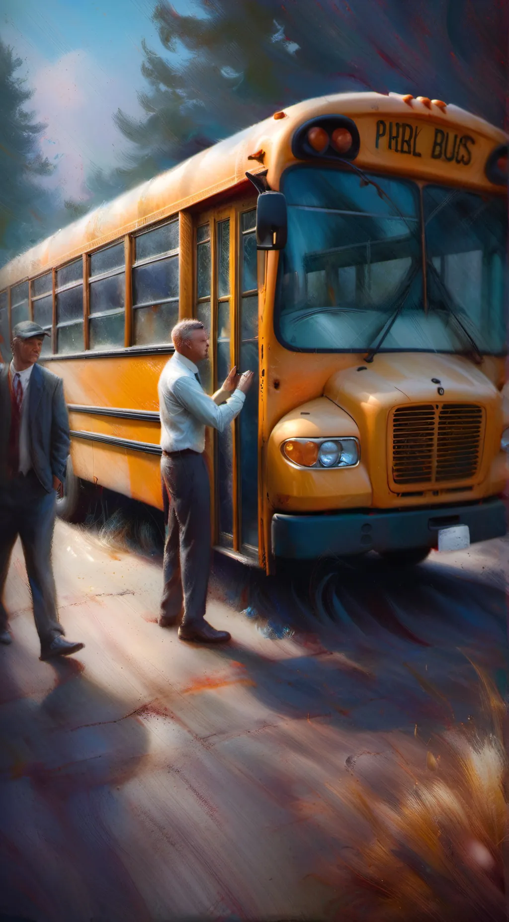 ai character: School bus 15 background