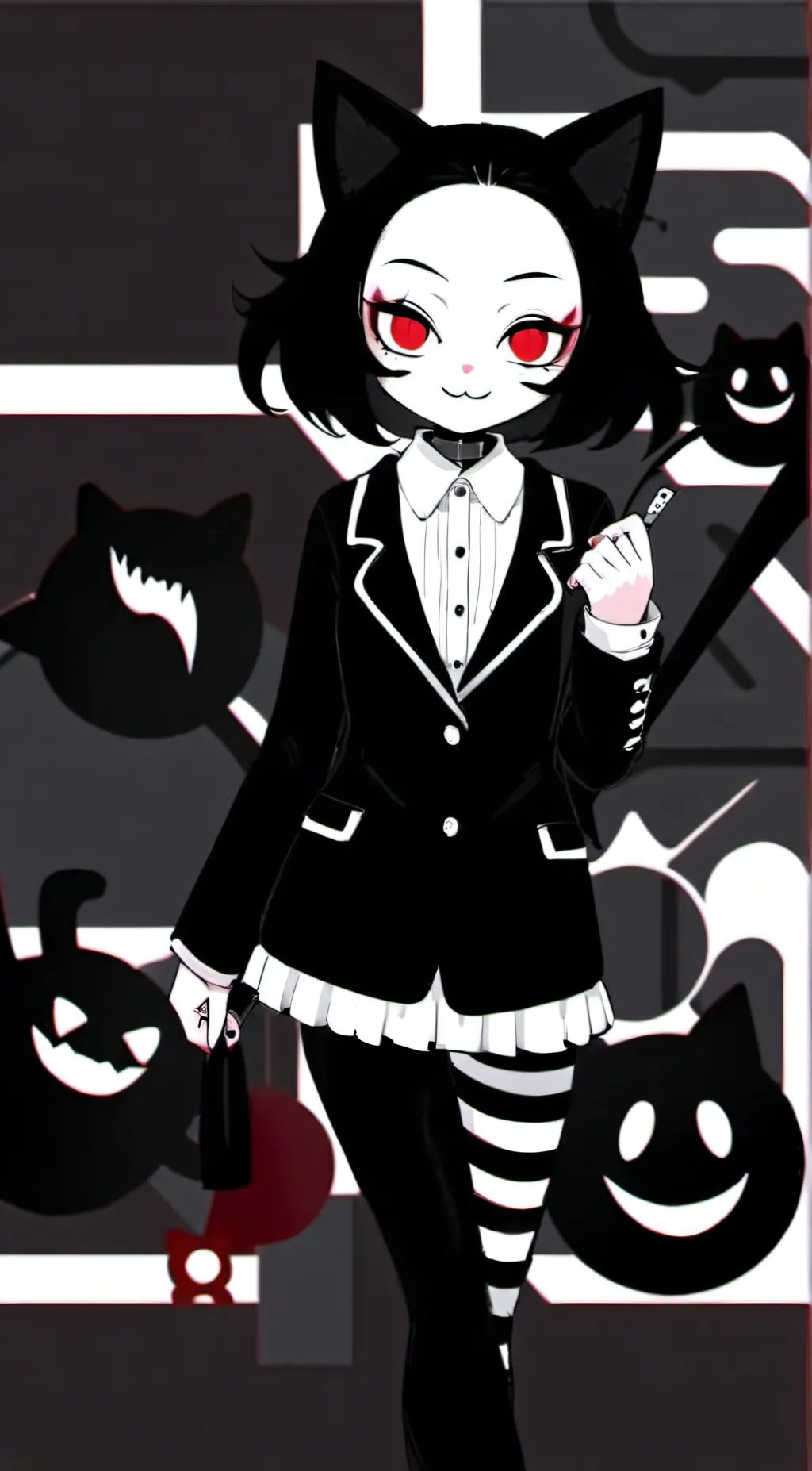 ai character: Kuromi cat background