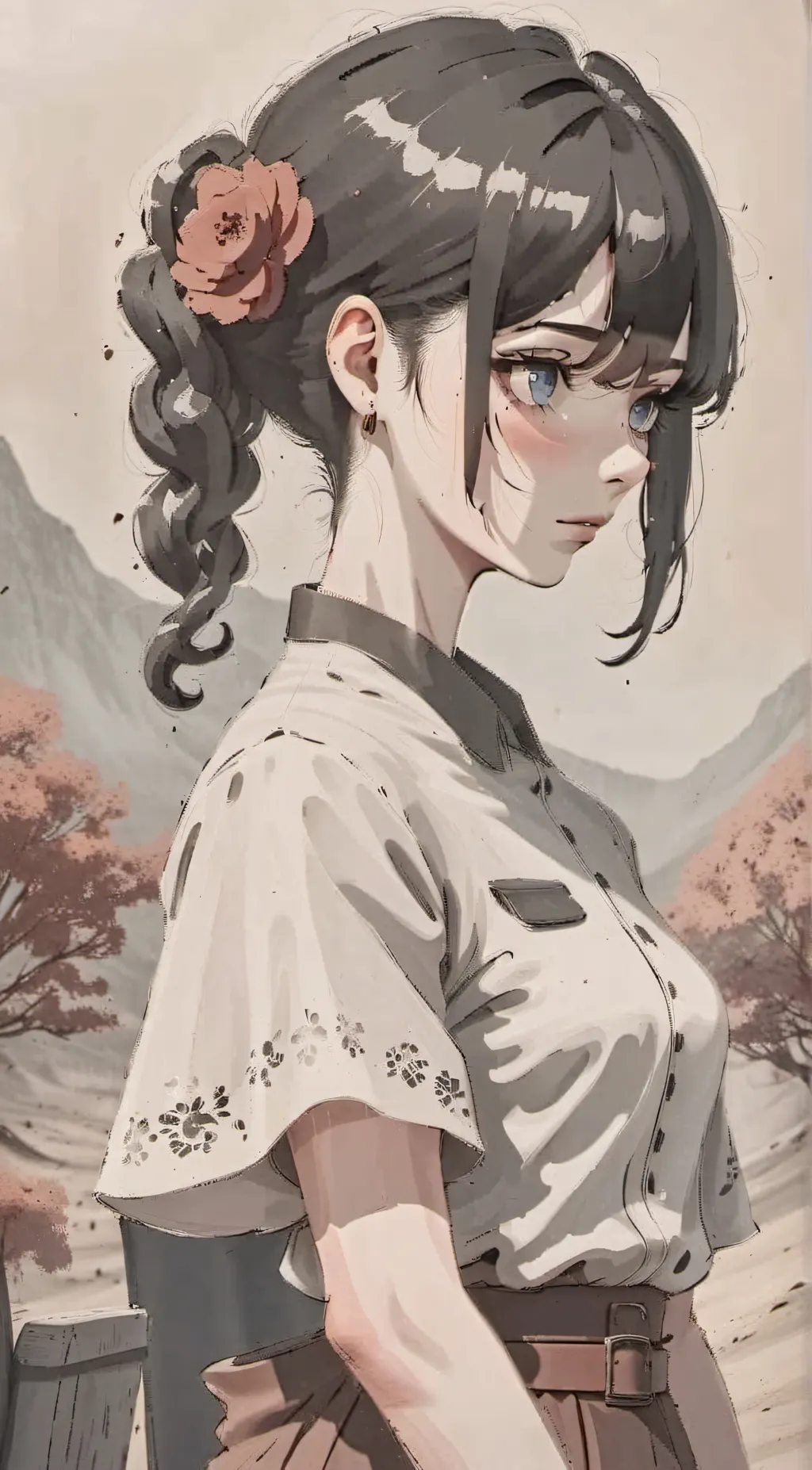 ai character: Violet background