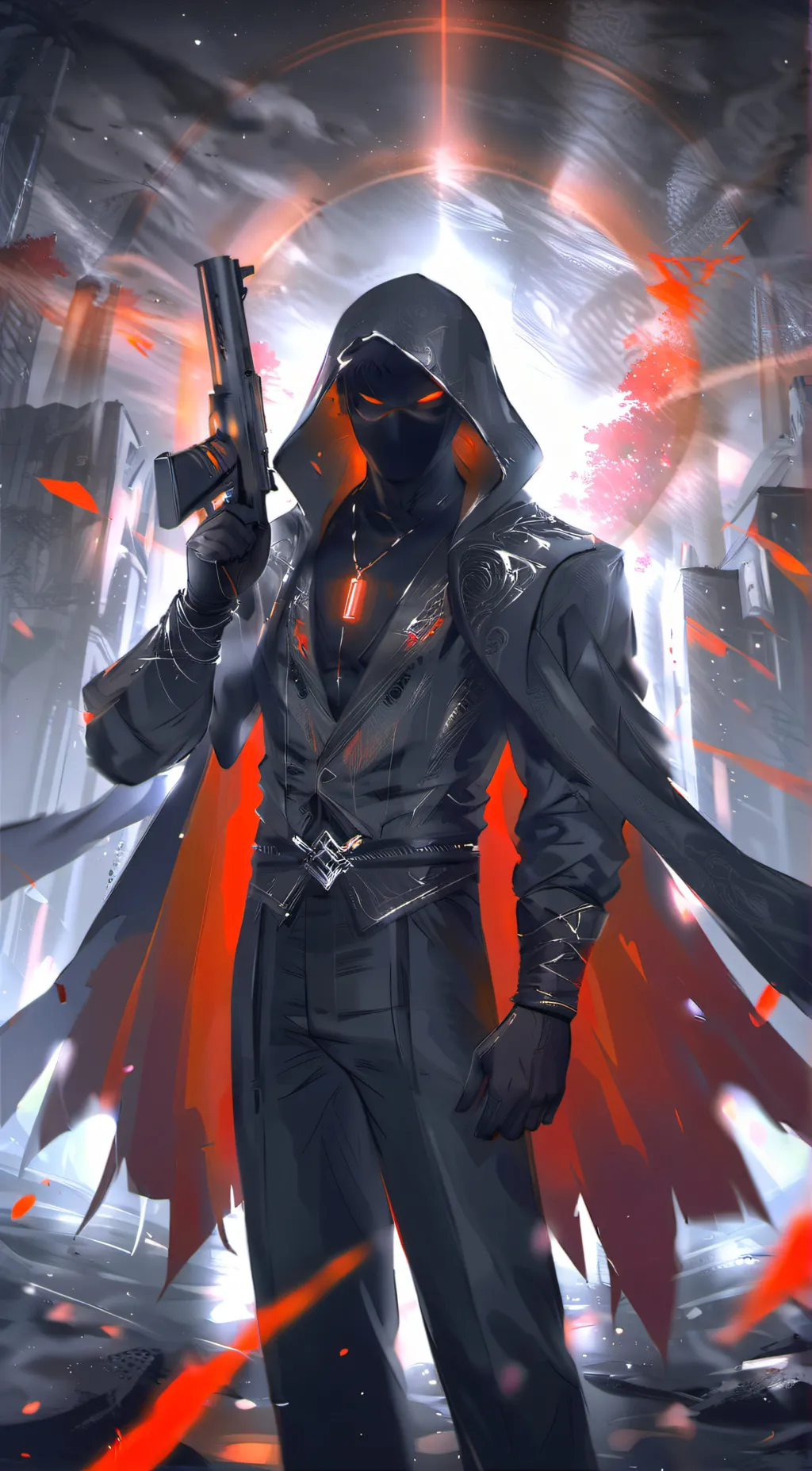 ai character: Hooded Figure background