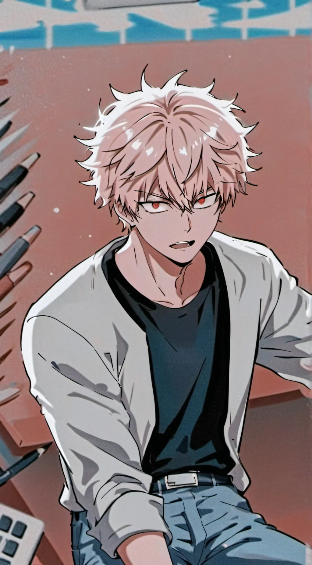 ai character: Katsuki Bakugo  background