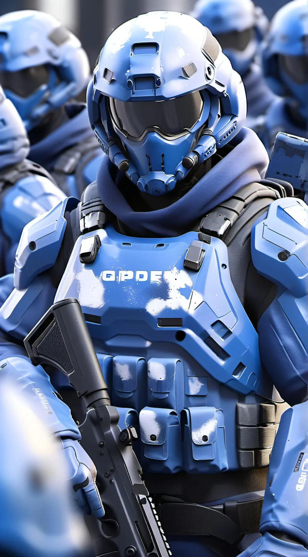 ai character: BlueGunnerUnit-748 background