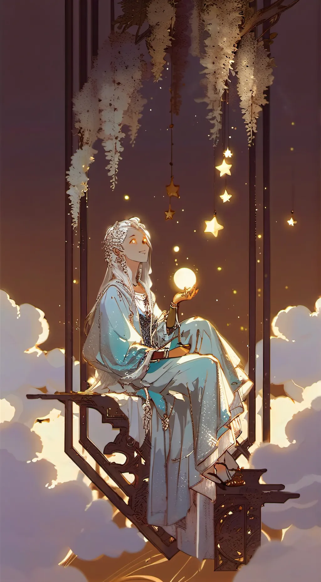 ai character: Lunar fairy queen background