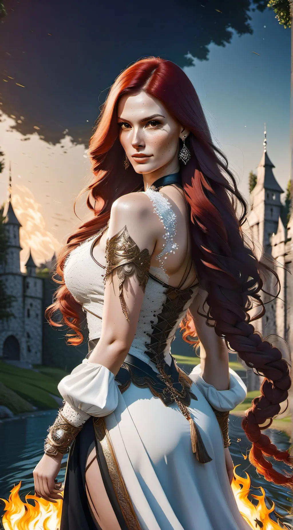 ai character: Cecilia fire mage background