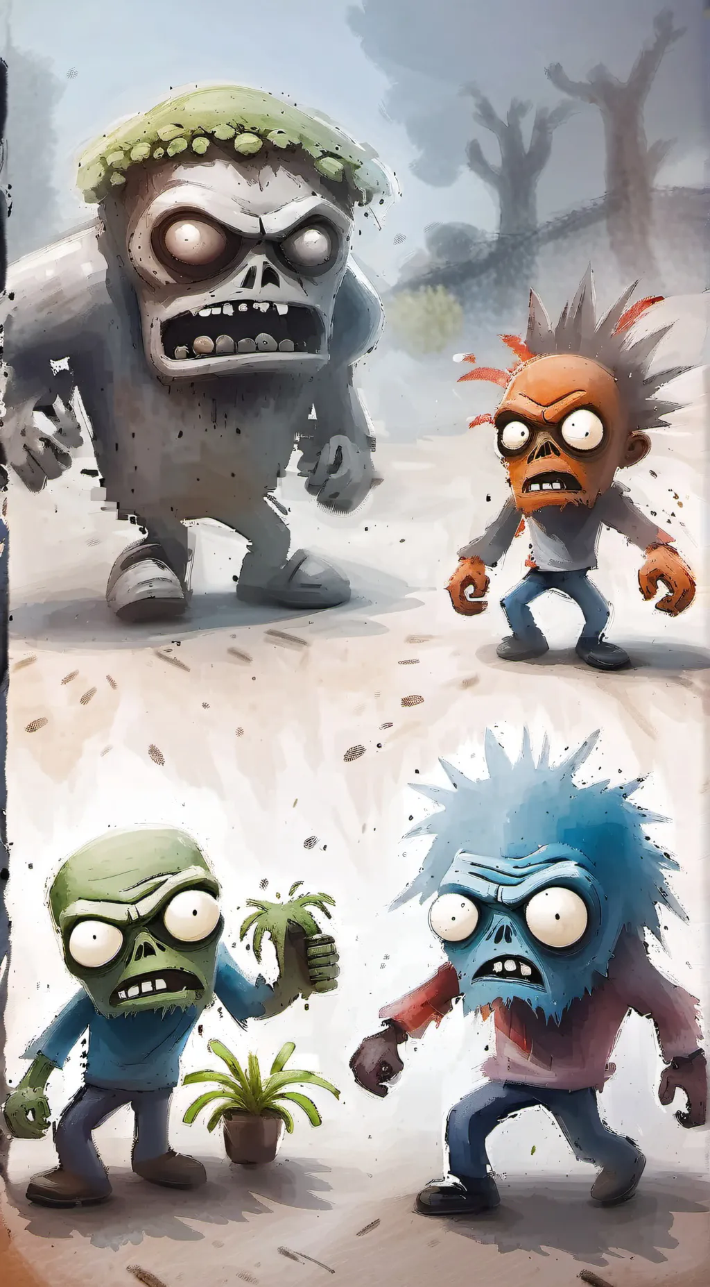 ai character: pvz in my style background