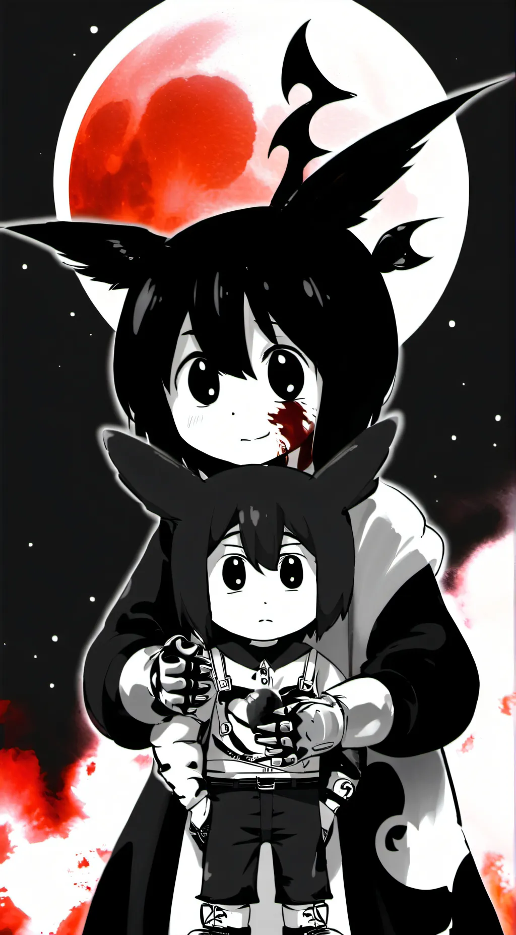 ai character: sun and moon show background