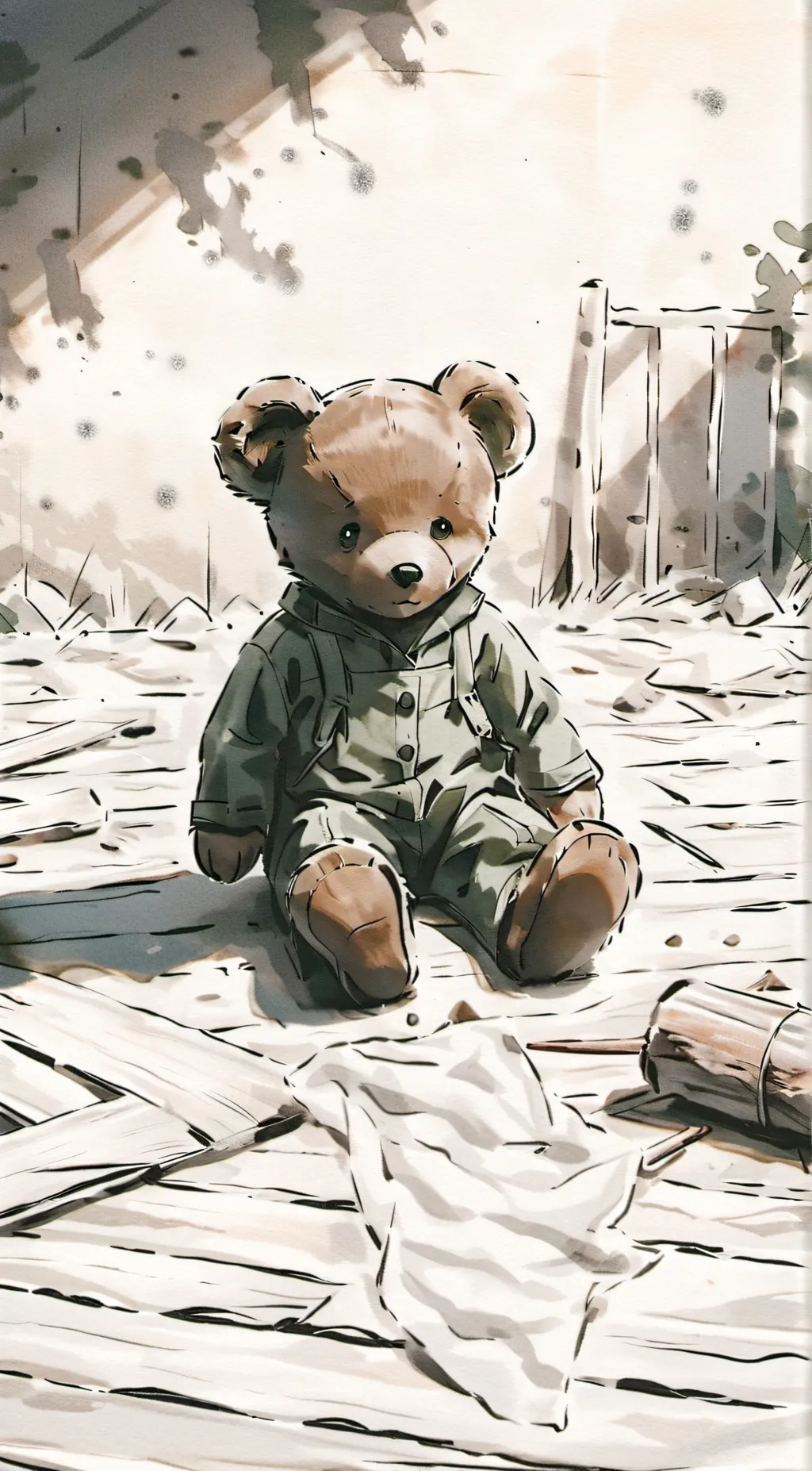ai character: teddy bear  background