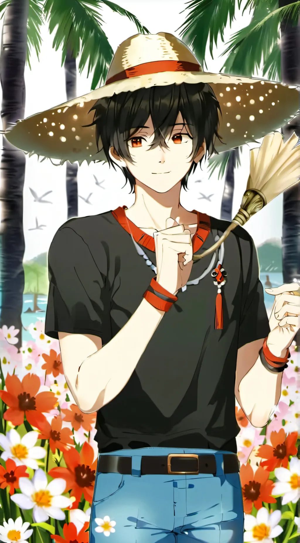 ai character: monkey .d Luffy  background