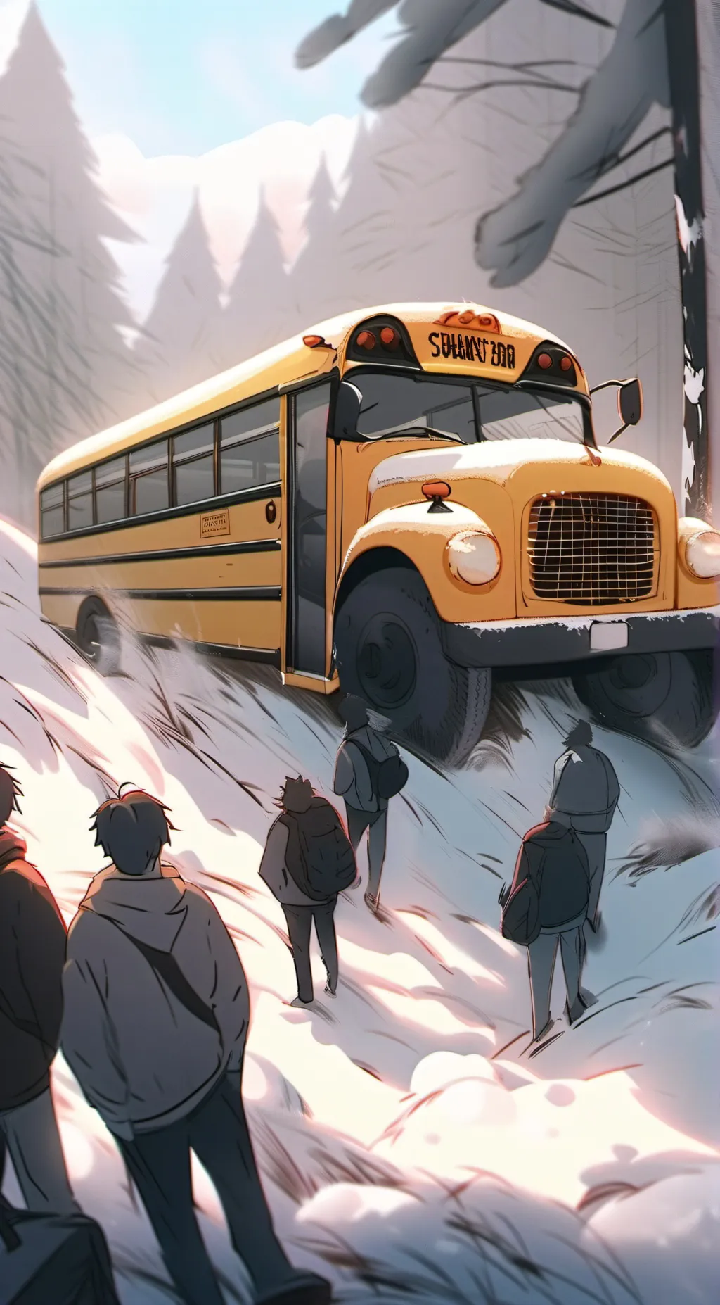 ai character: School bus 13 background