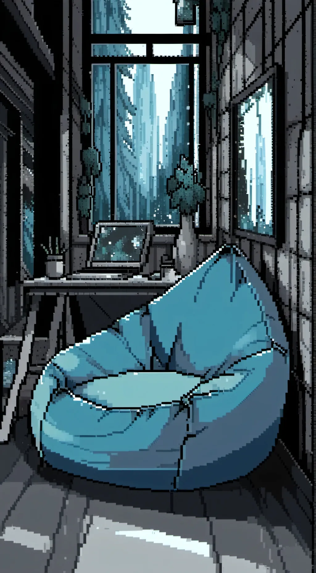 ai character: Beanbag lunar background