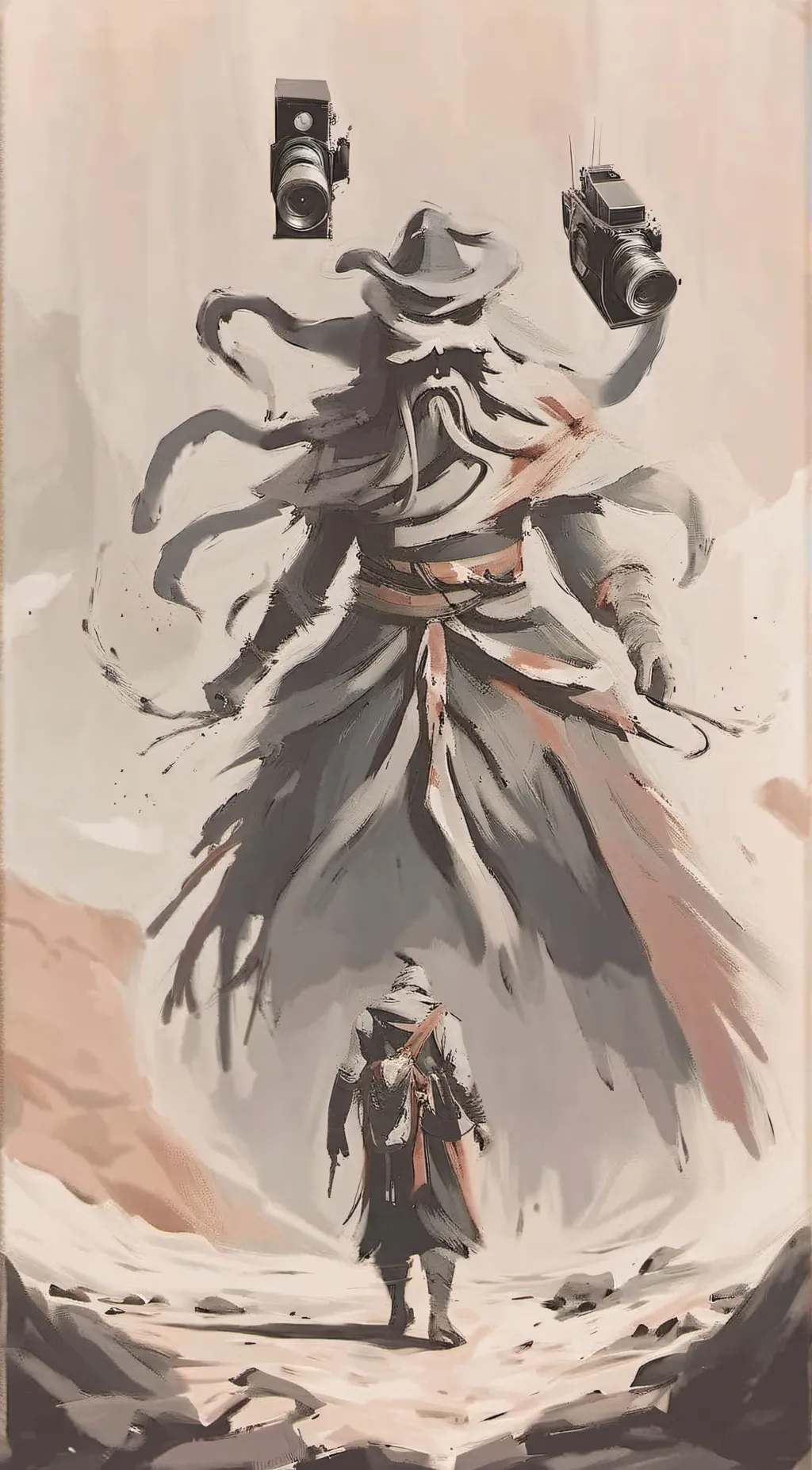 ai character: Titan cameraman  background