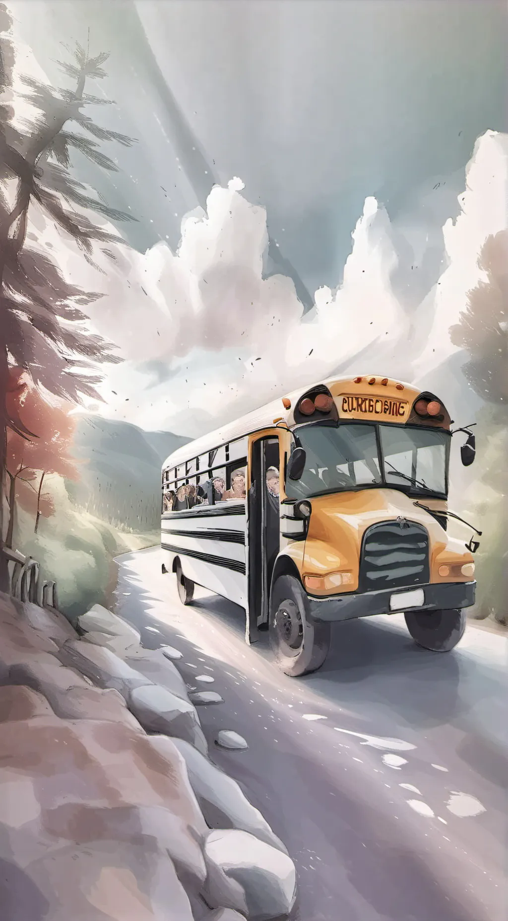 ai character: School bus 17 background