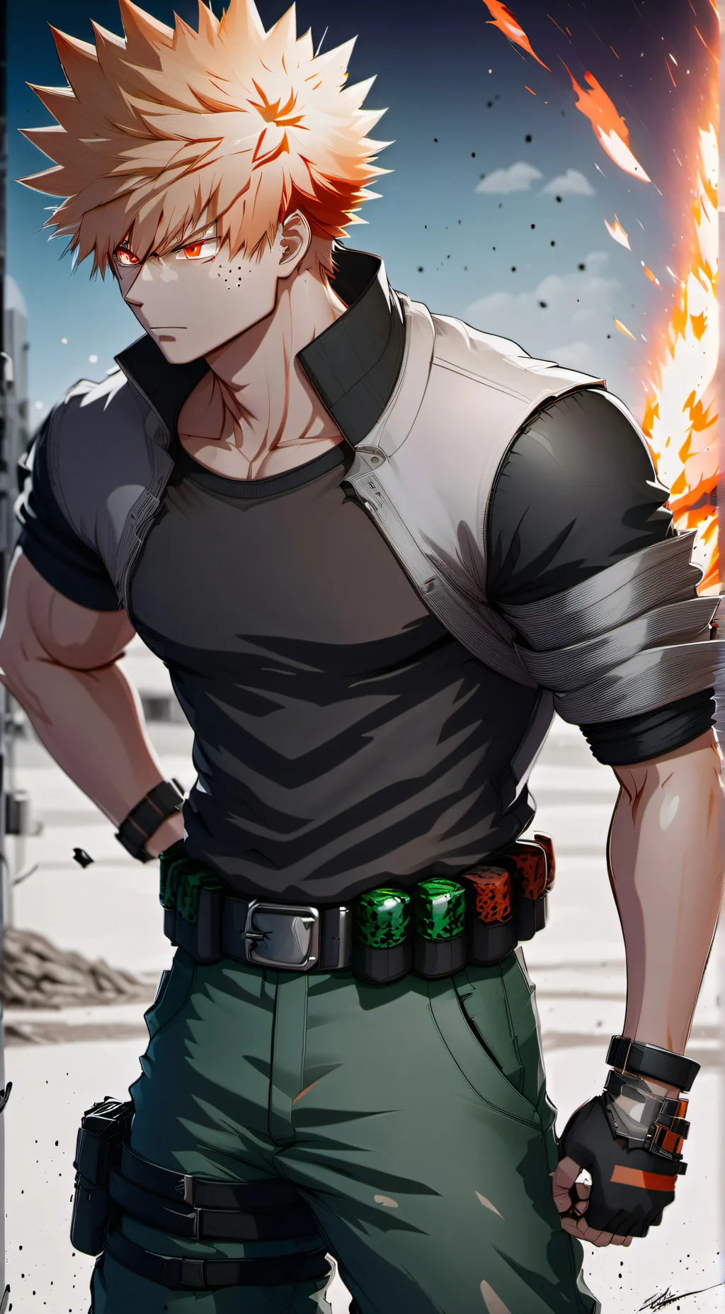 ai character: Katsuki Bakugo background