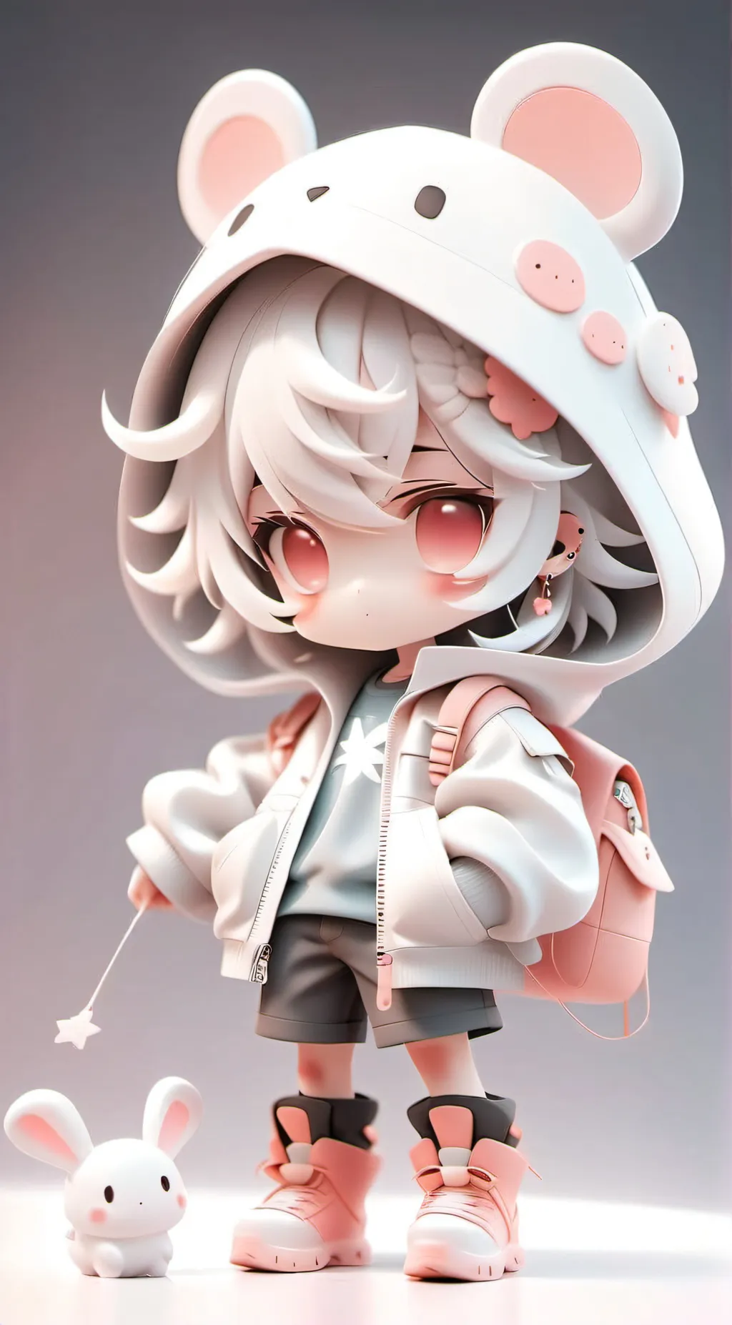 ai character: peach pie background