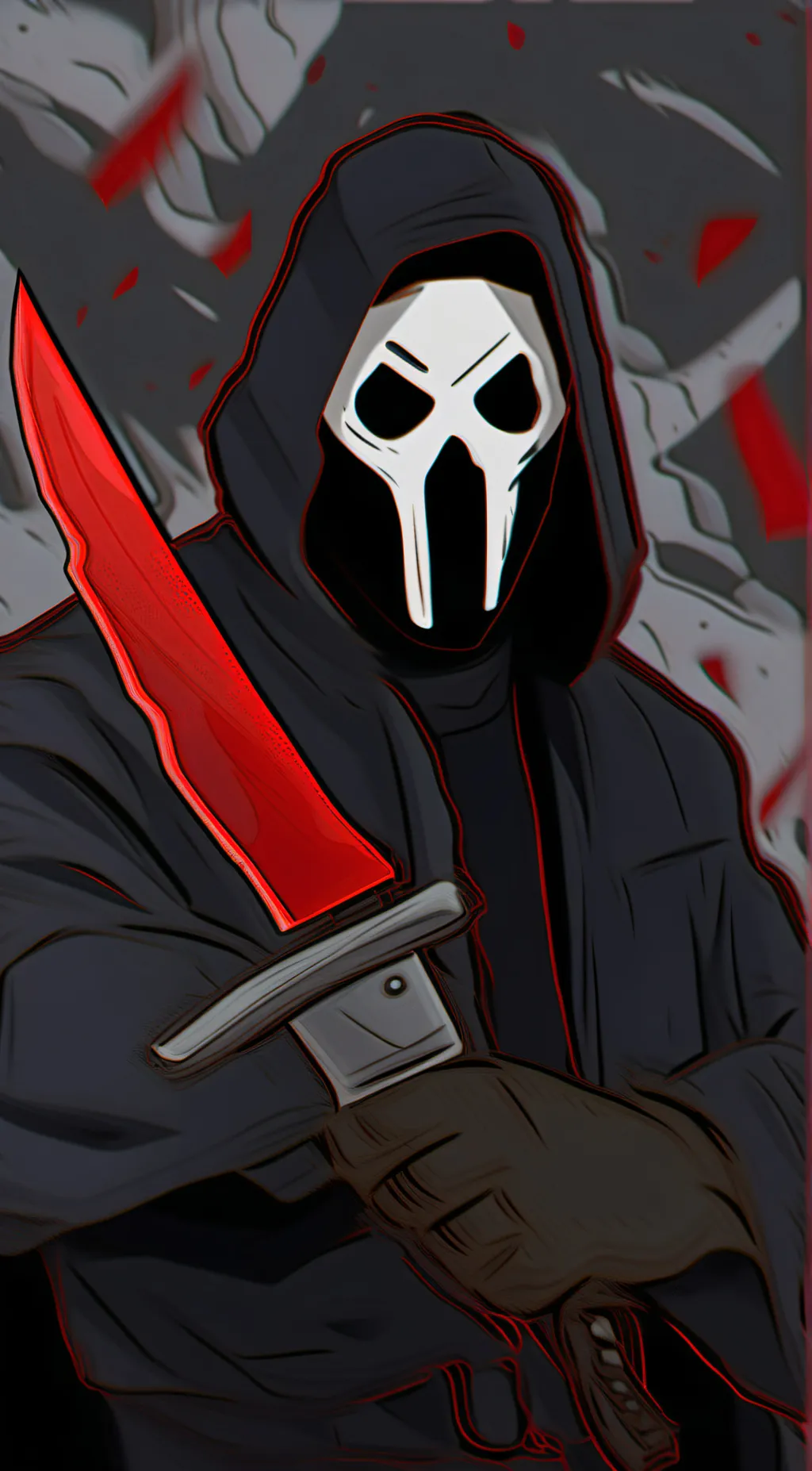 ai character: GhostFace  background