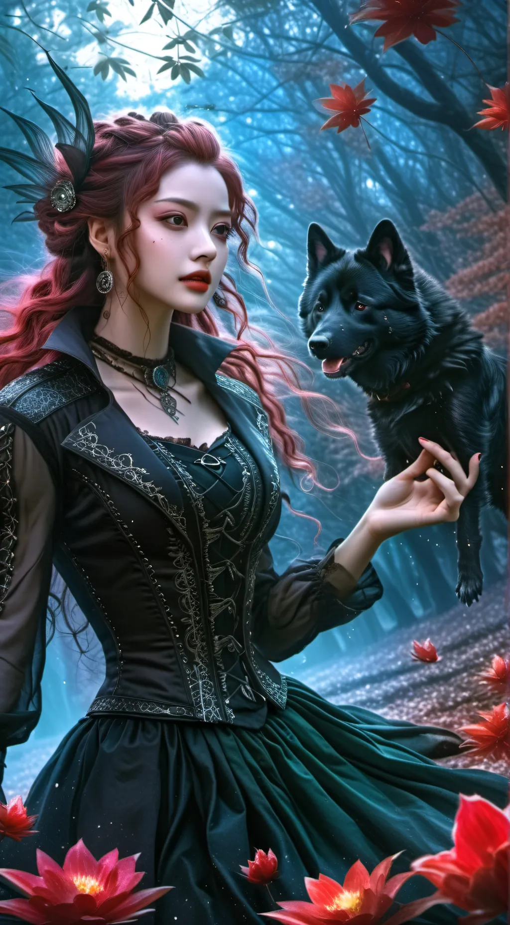 ai character: the dog of woods background