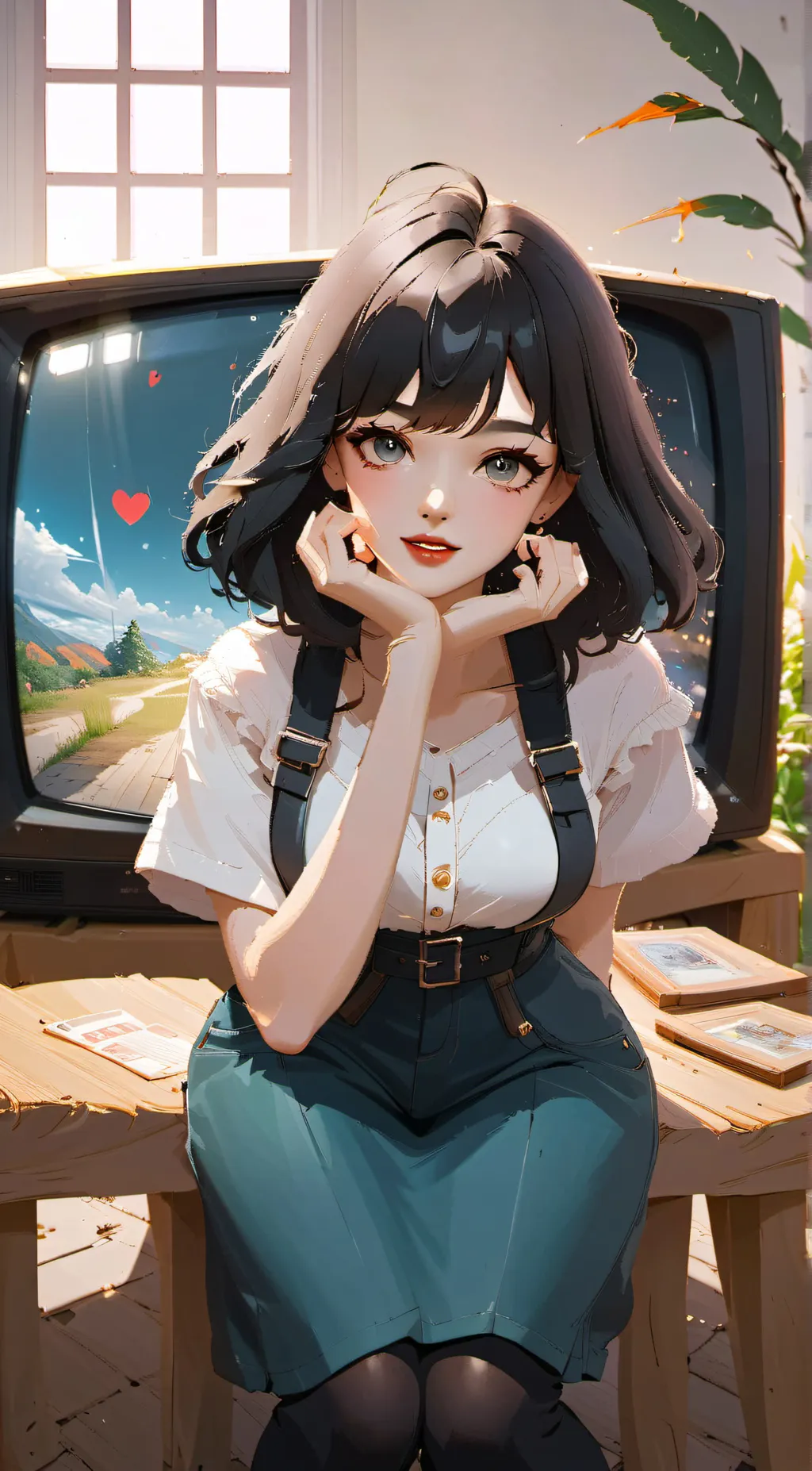 ai character: Tvwoman  background