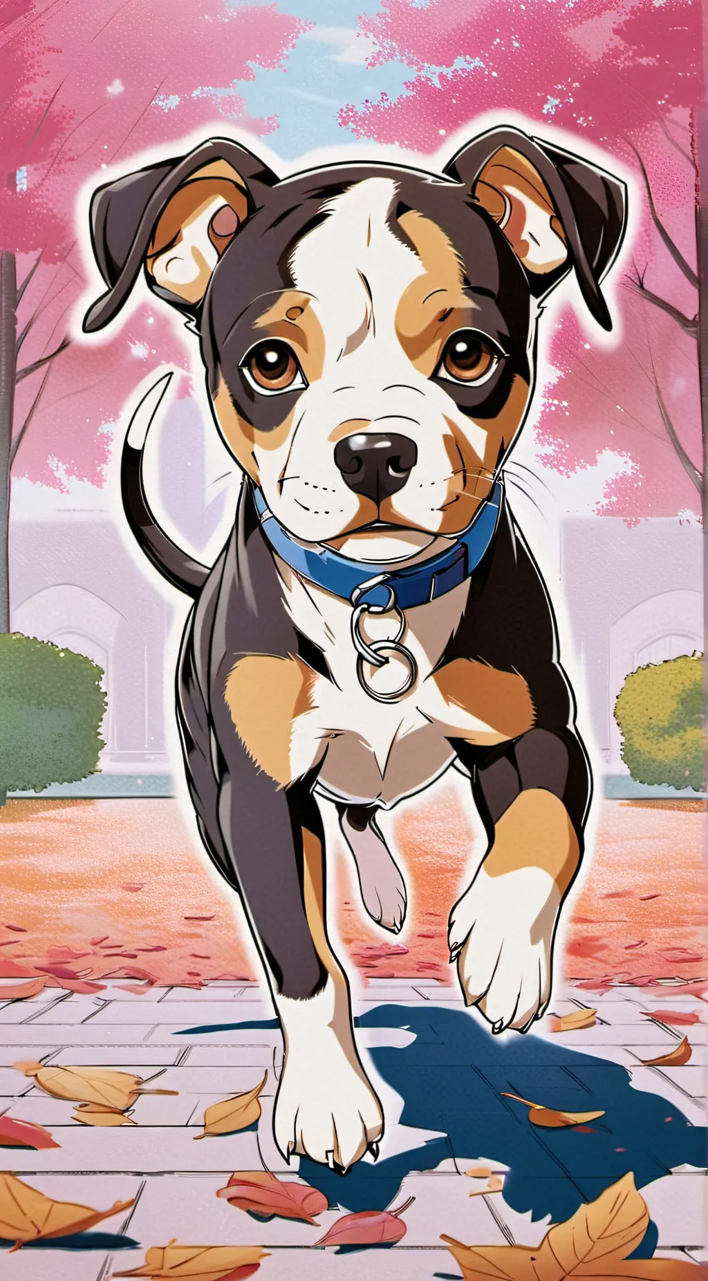 ai character: Pitbull puppy  background