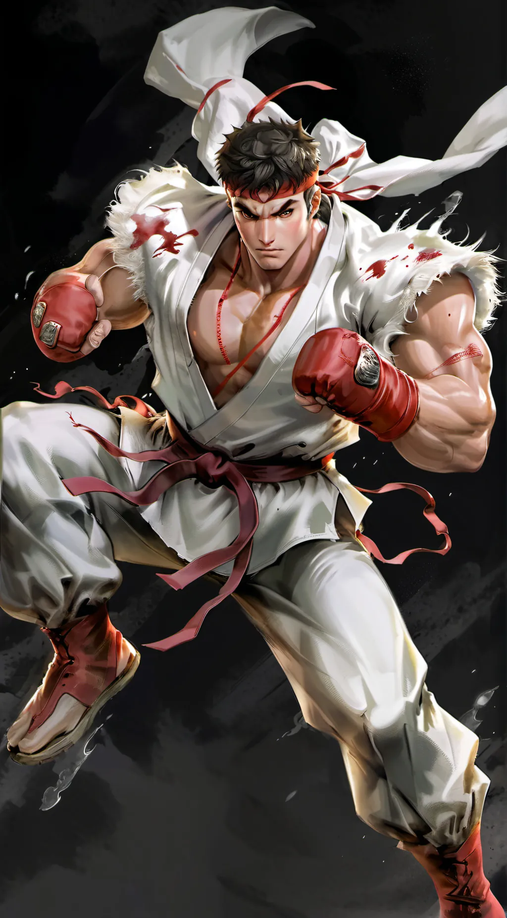 ai character: Ryu from Street Fi background