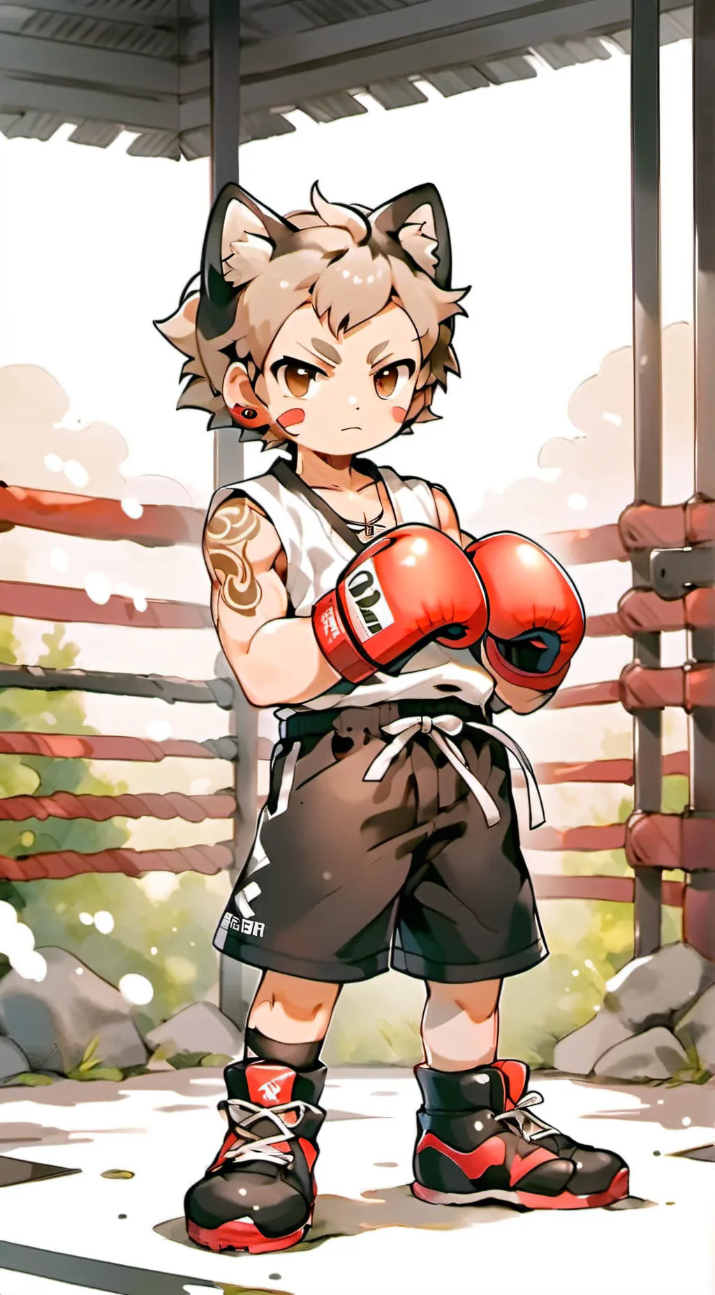 ai character:  boxer gold pfote background