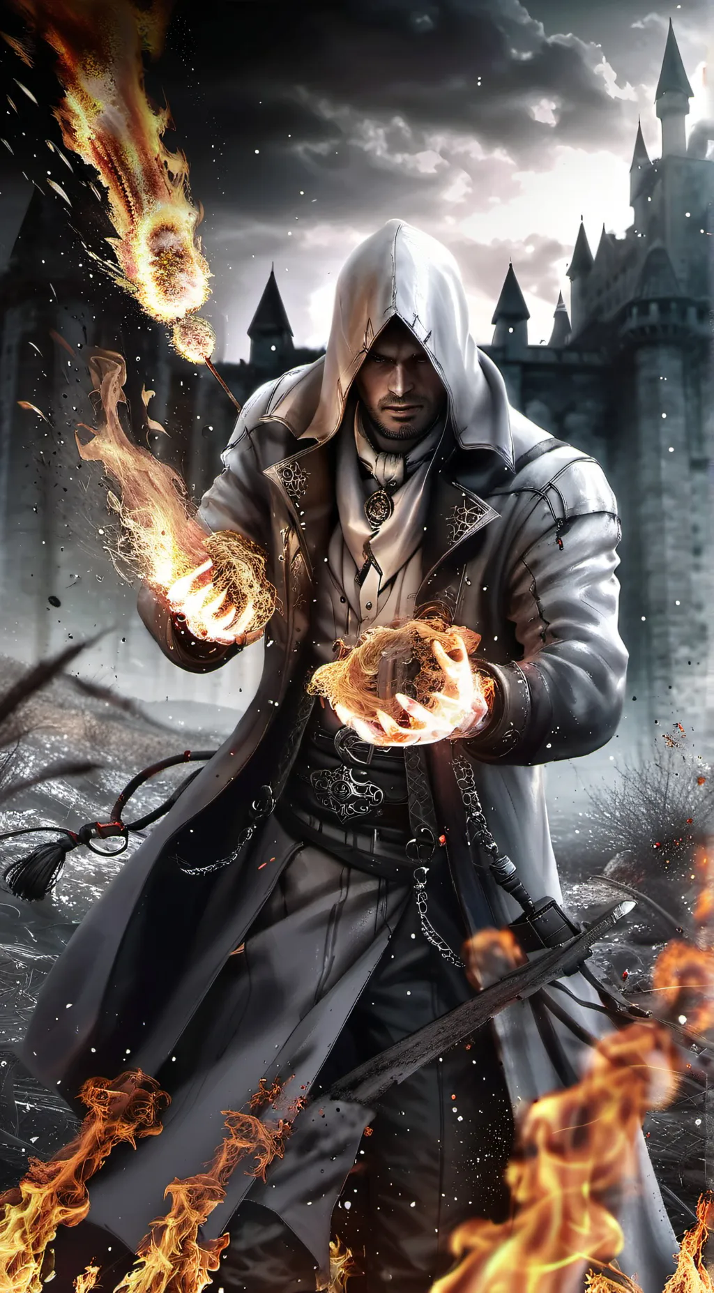 ai character: Knight of fire background