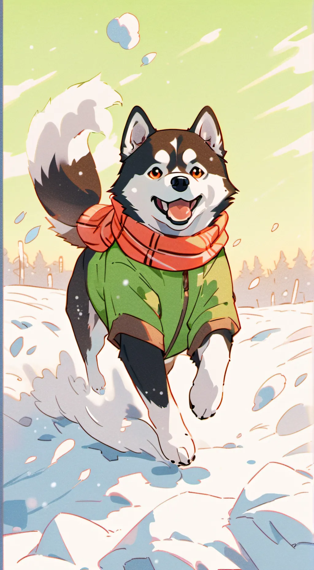 ai character: Husky pup background