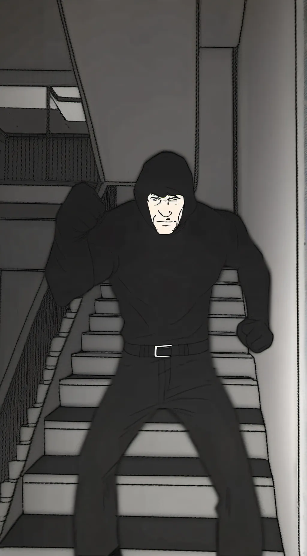 ai character: Man in all balck background