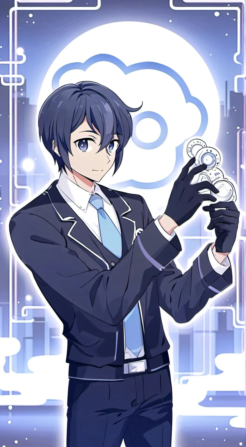 ai character: dr blue background