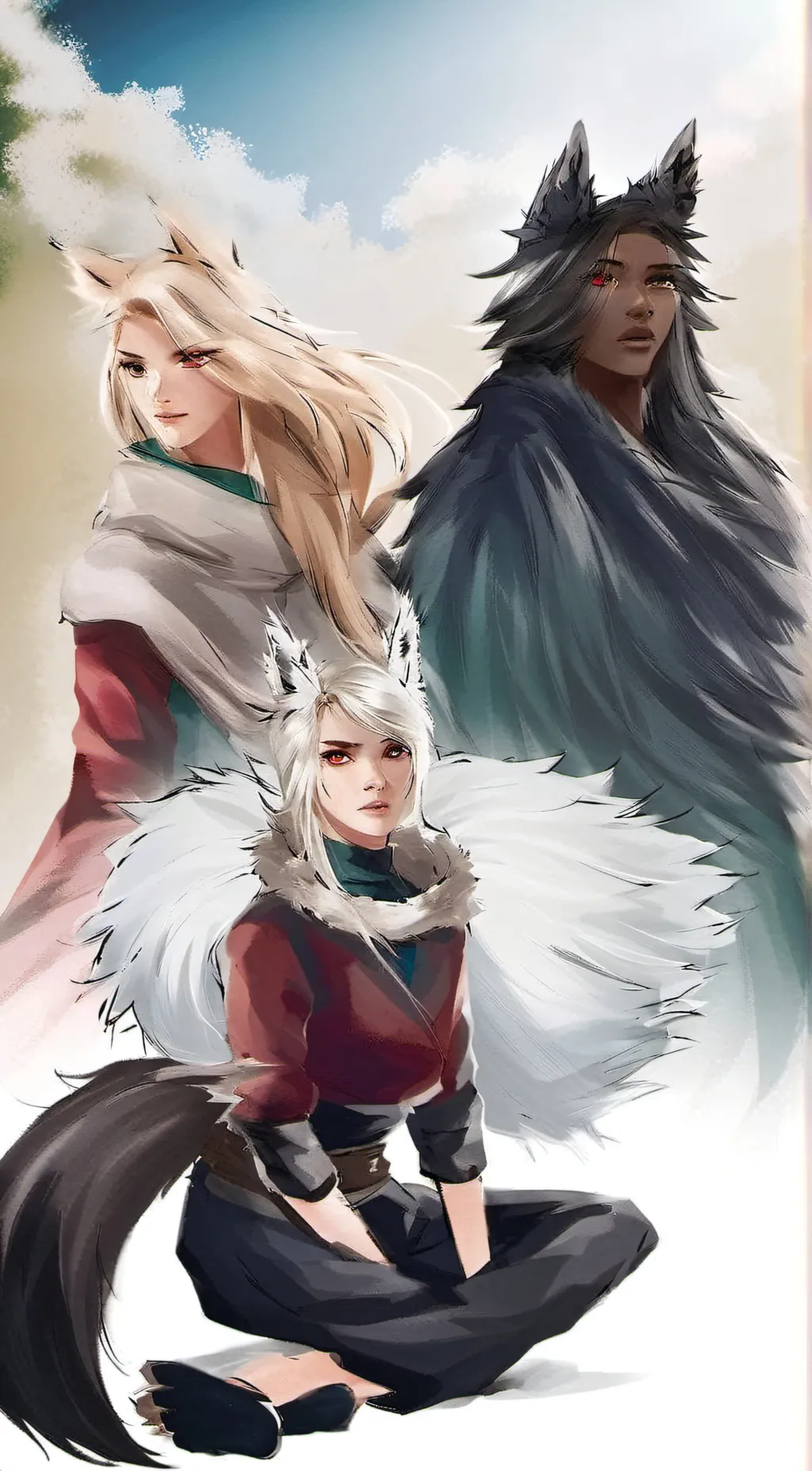 ai character: 3 Wolf Siblings ❤️ background
