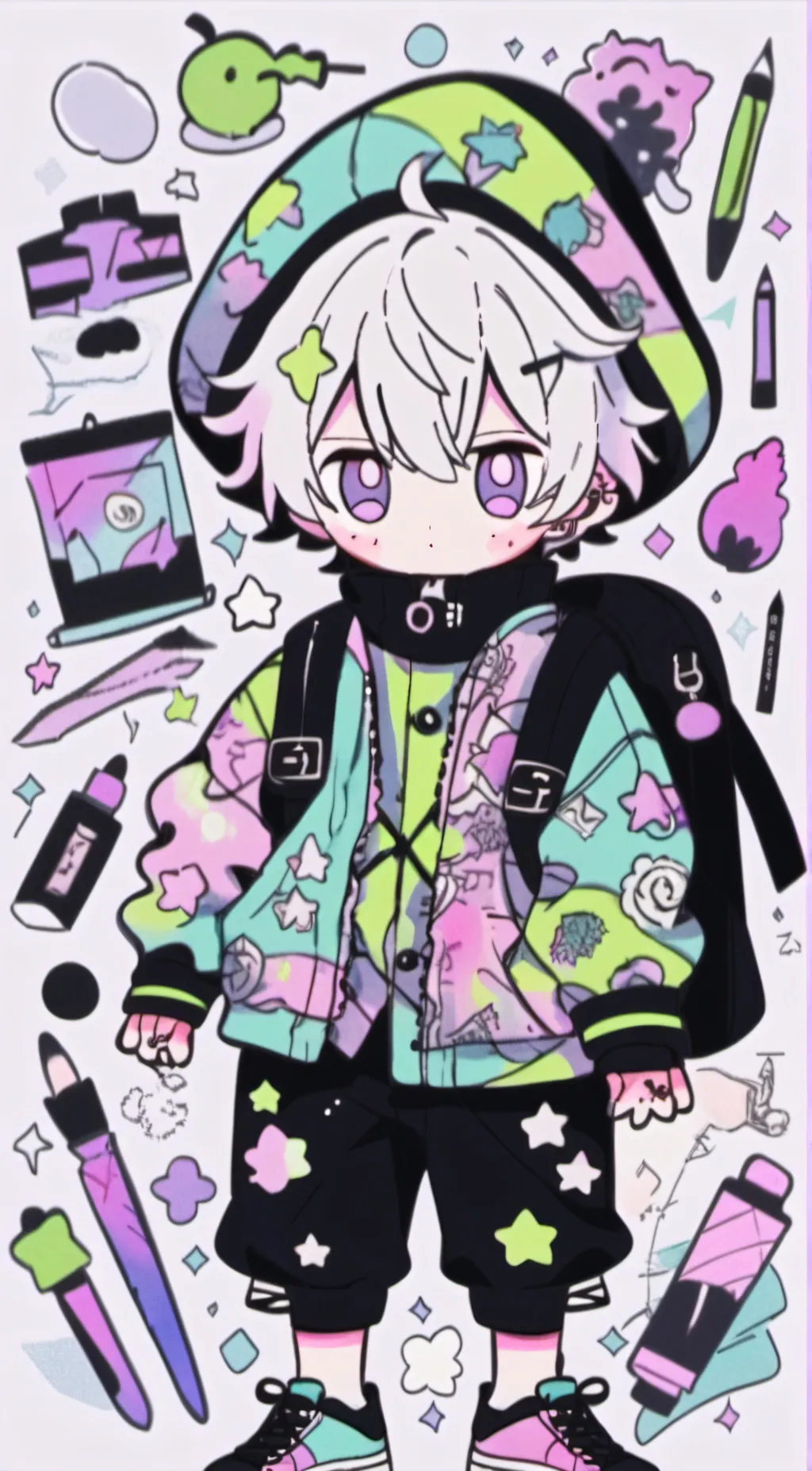 ai character: Neon background