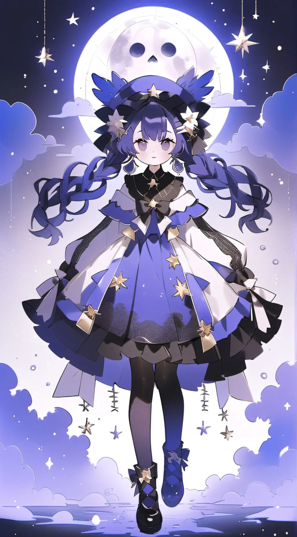 ai character: sun and moon background