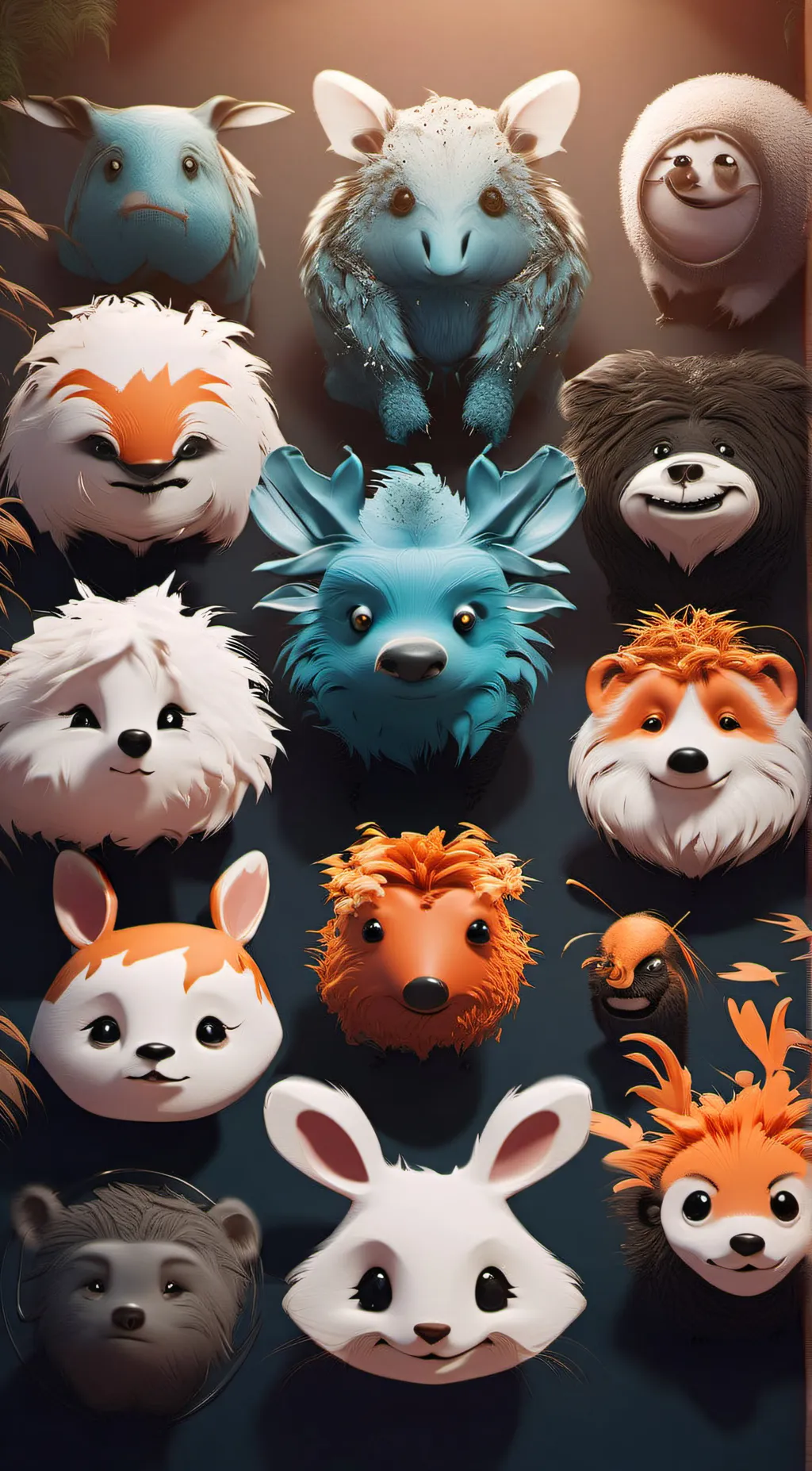 ai character: Smiling critters background