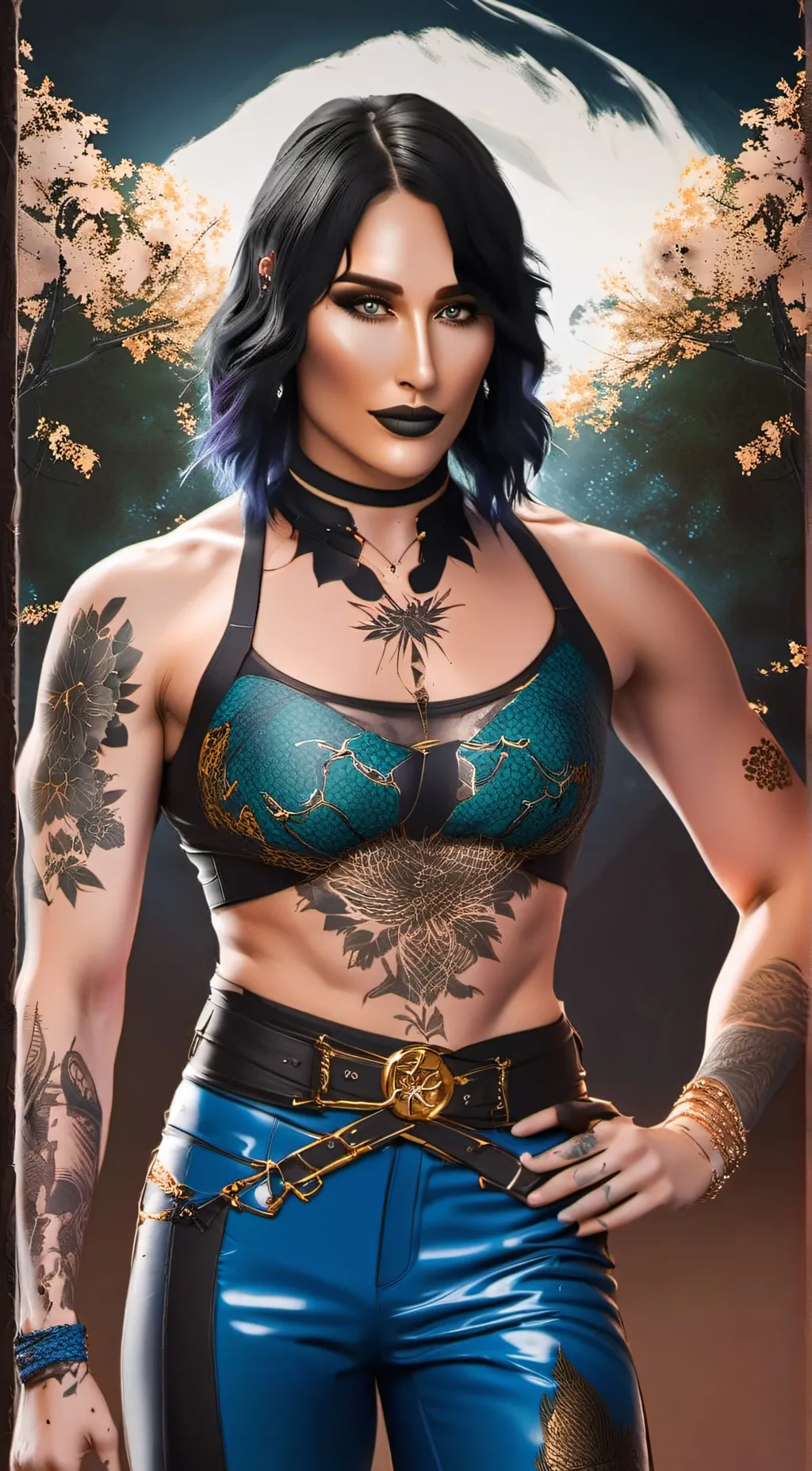 ai character: Rhea ripley  background