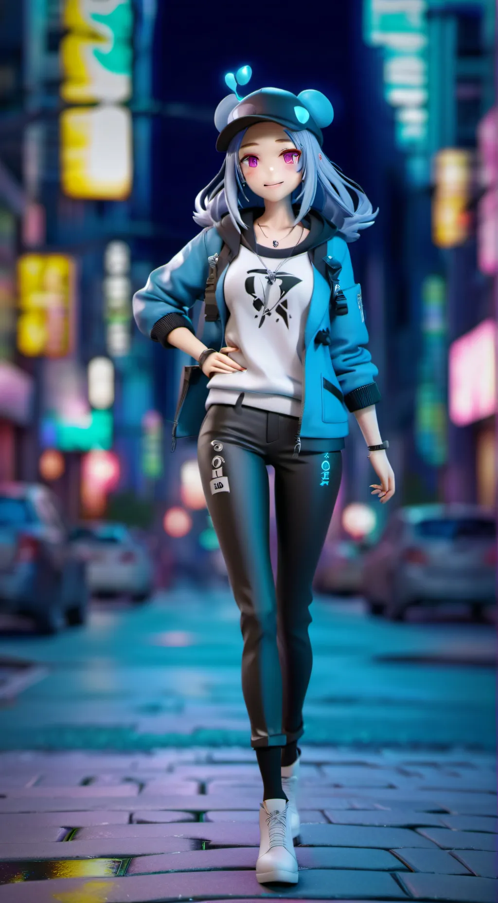 ai character: Chika blood fall background